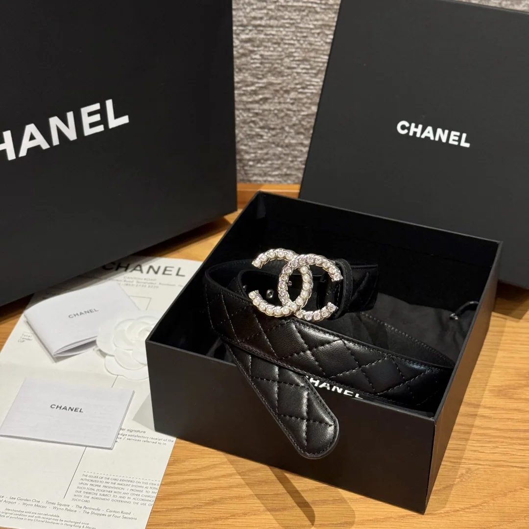 샤넬 램스킨 더블 C 로고 벨트 174283