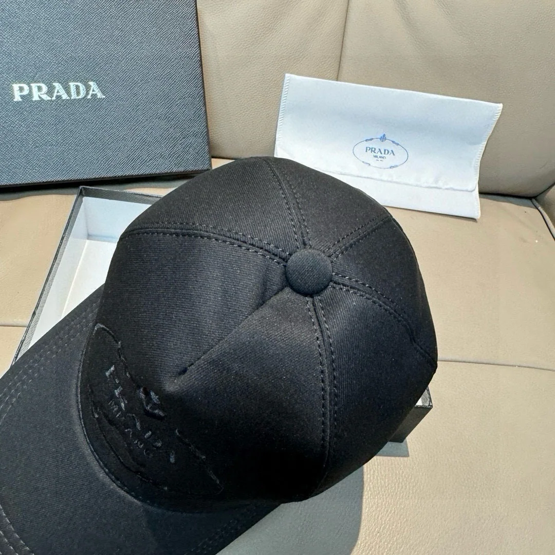 프라다 금사 자수 캔버스 가죽 베이스볼 모자 상세 이미지 5