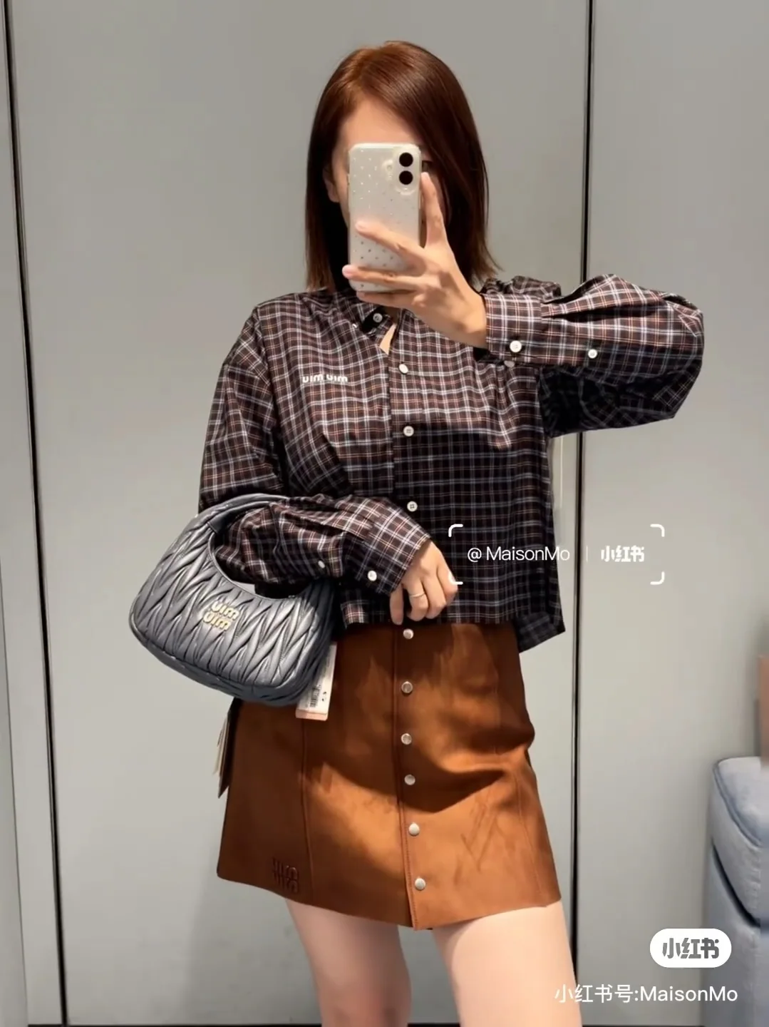미우미우 체크 셔츠 원피스 상세 이미지 8