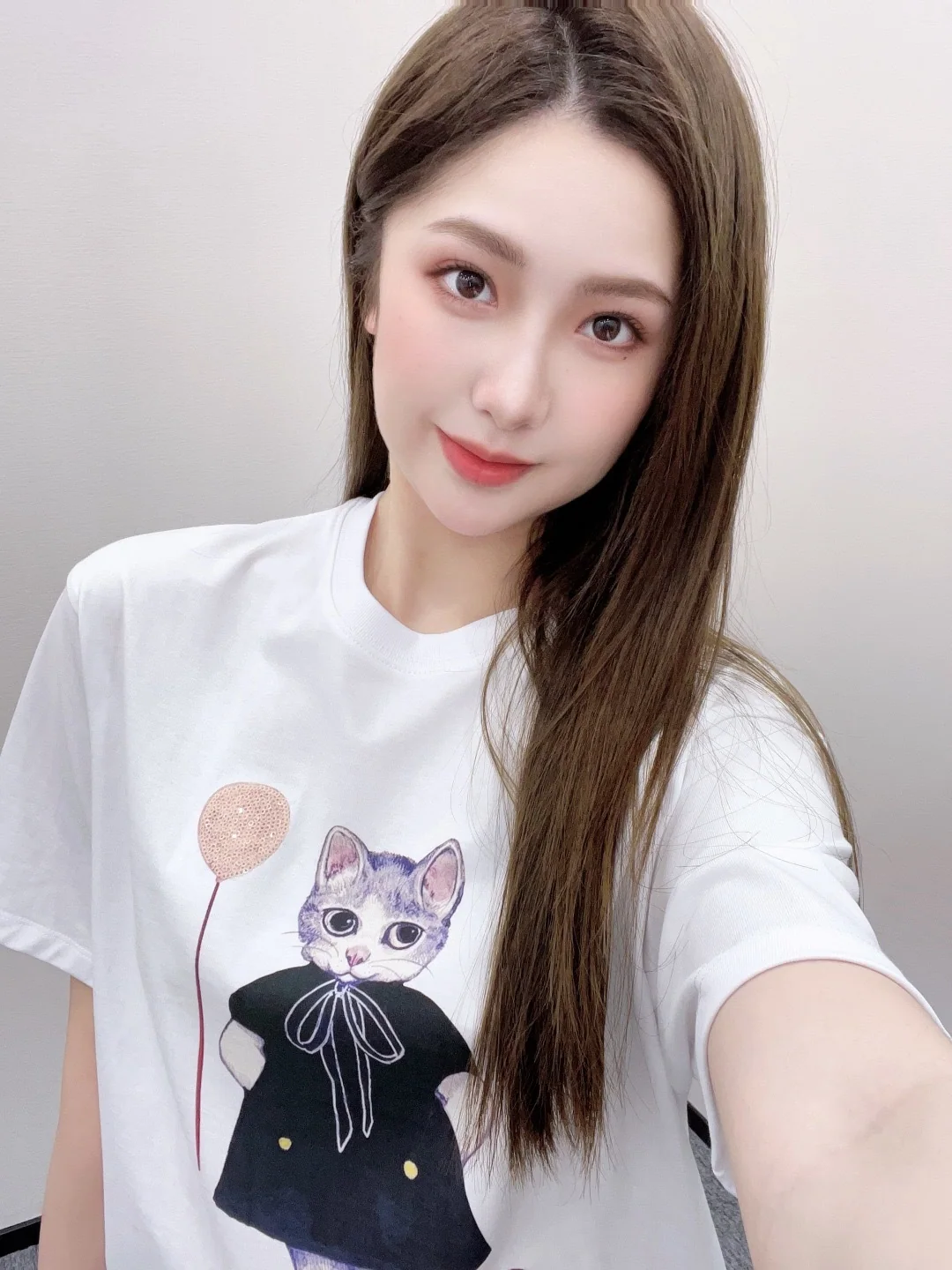 구찌 고양이 꽃 프린트 여성 반팔 티셔츠 상세 이미지 5