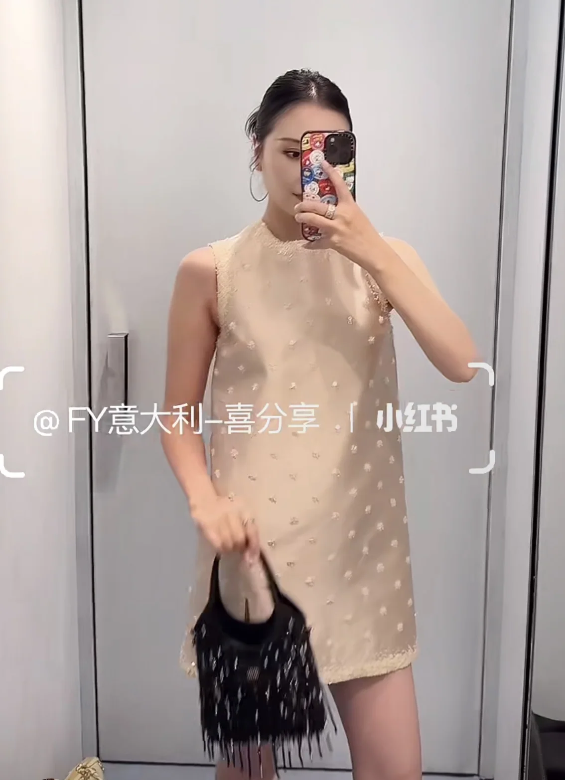미우미우 플라워 라인스톤 장식 원피스 6409 상세 이미지 5