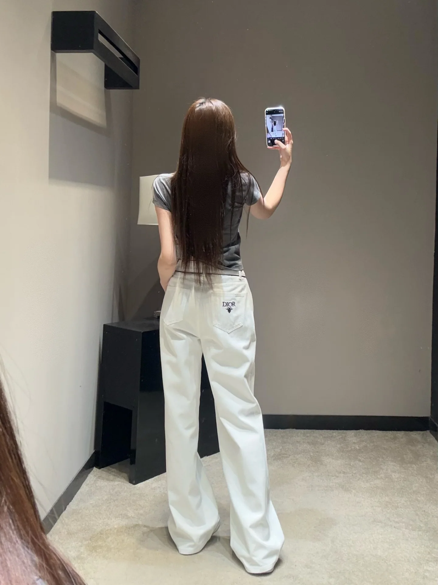 디올 와이드 레그 하이웨스트 데님 바지 상세 이미지 7