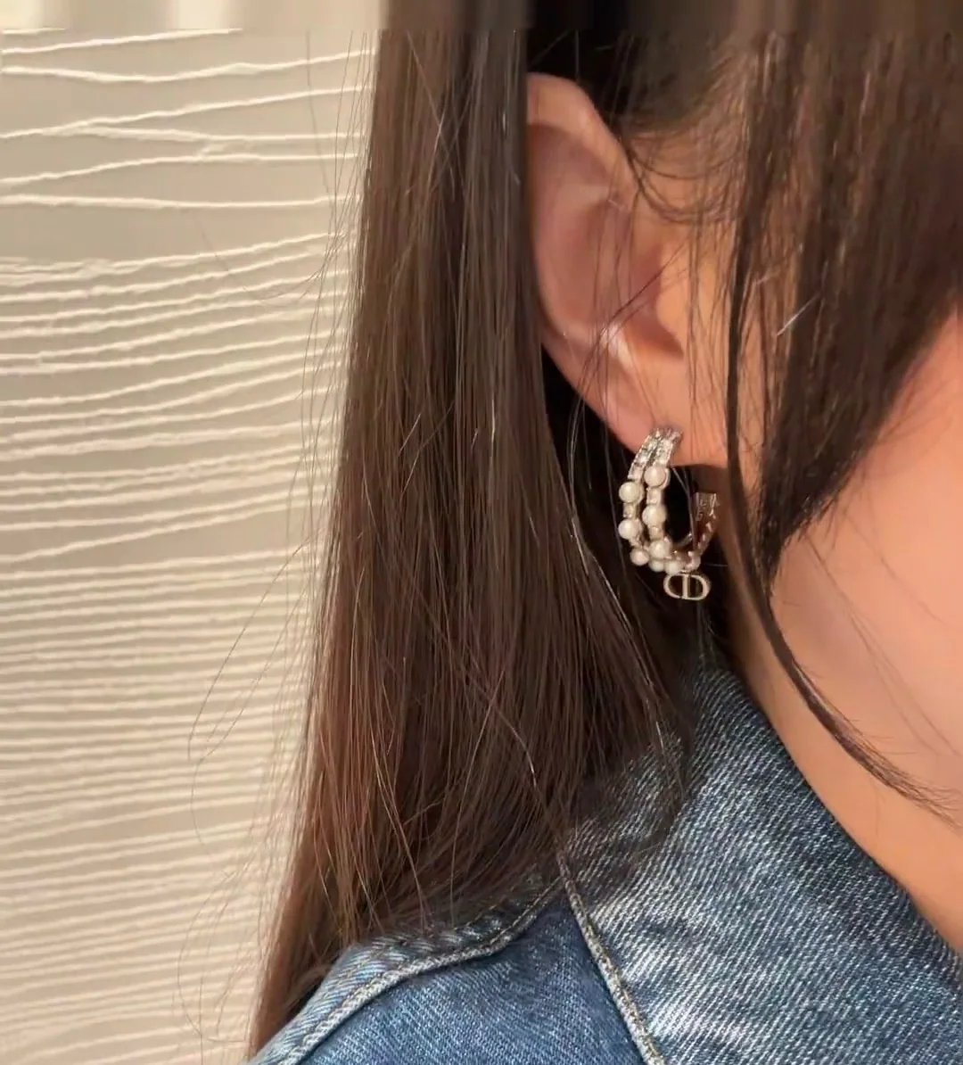 디올 D 더블 레이어 비즈 귀걸이 상세 이미지 2