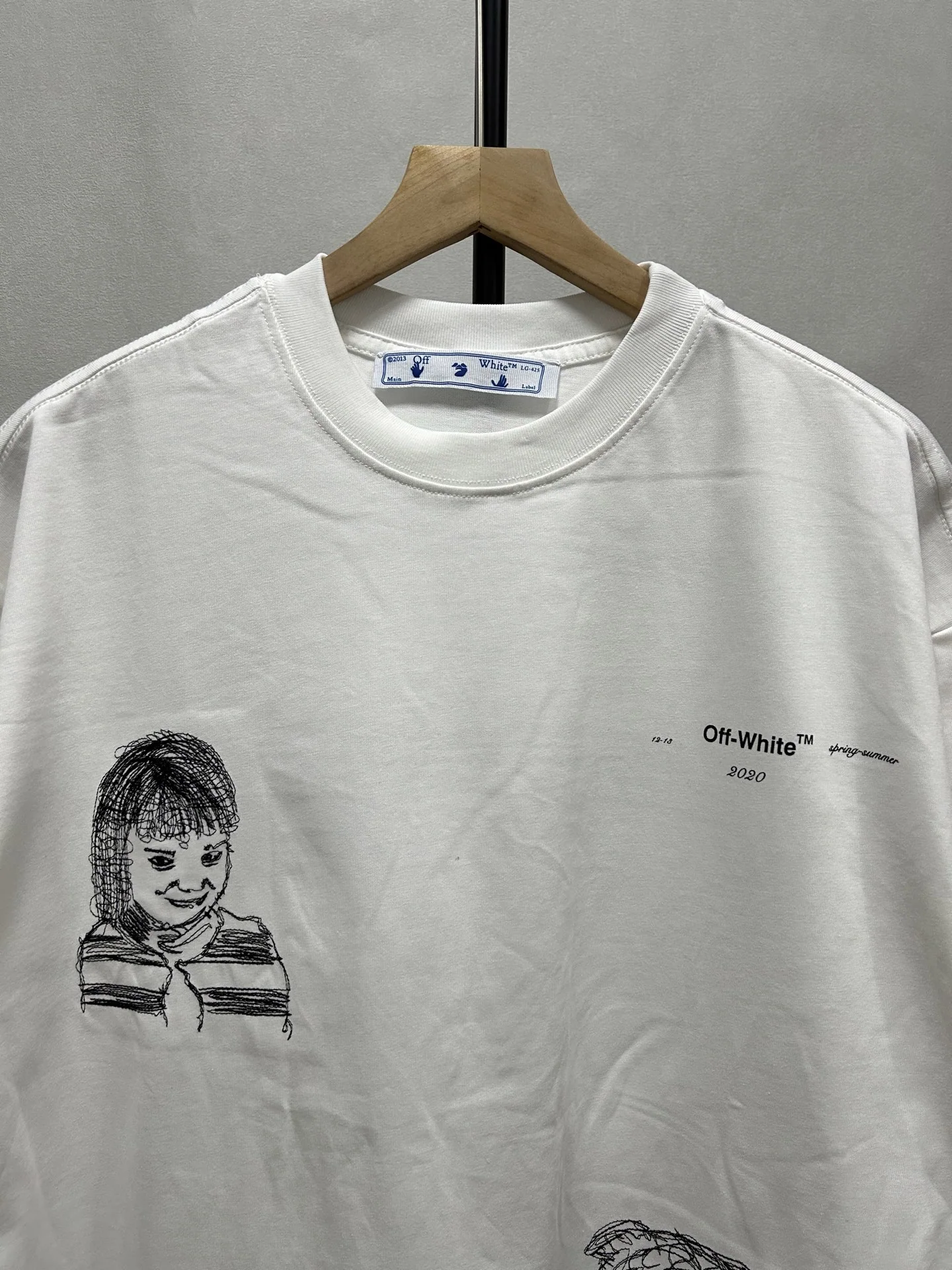 오프화이트 자수 남성 반팔 티셔츠 OF 상세 이미지 2