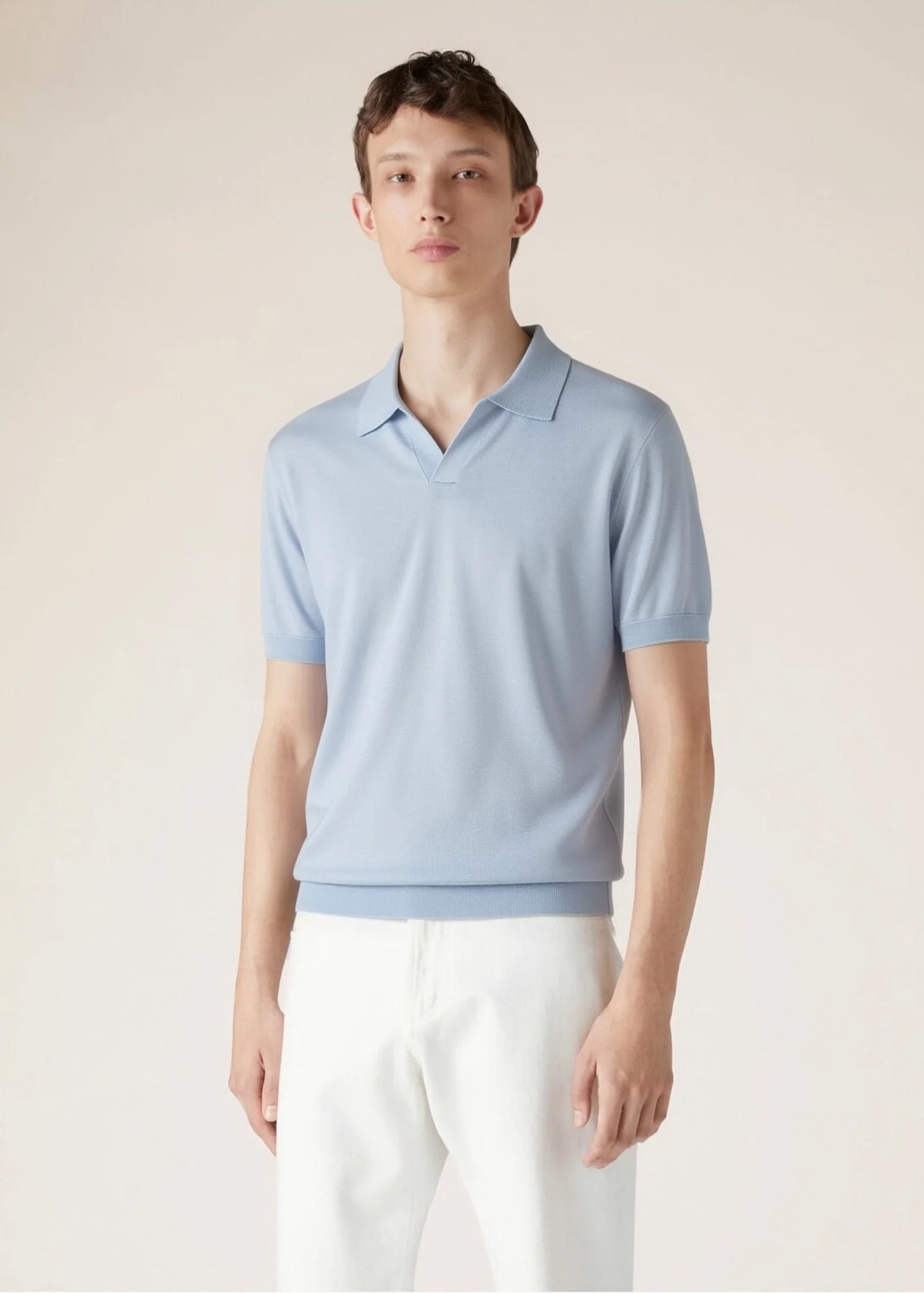 로로피아나 아세테이트 텐셀 실크 혼방 남성 반팔 티셔츠 상세 이미지 2