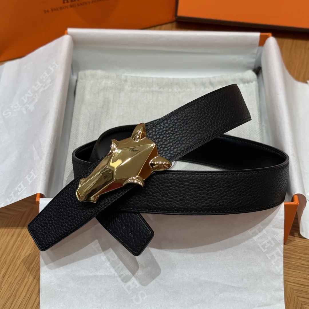 에르메스 셰느당크르 링크 버클 양면 송아지가죽 벨트 175572