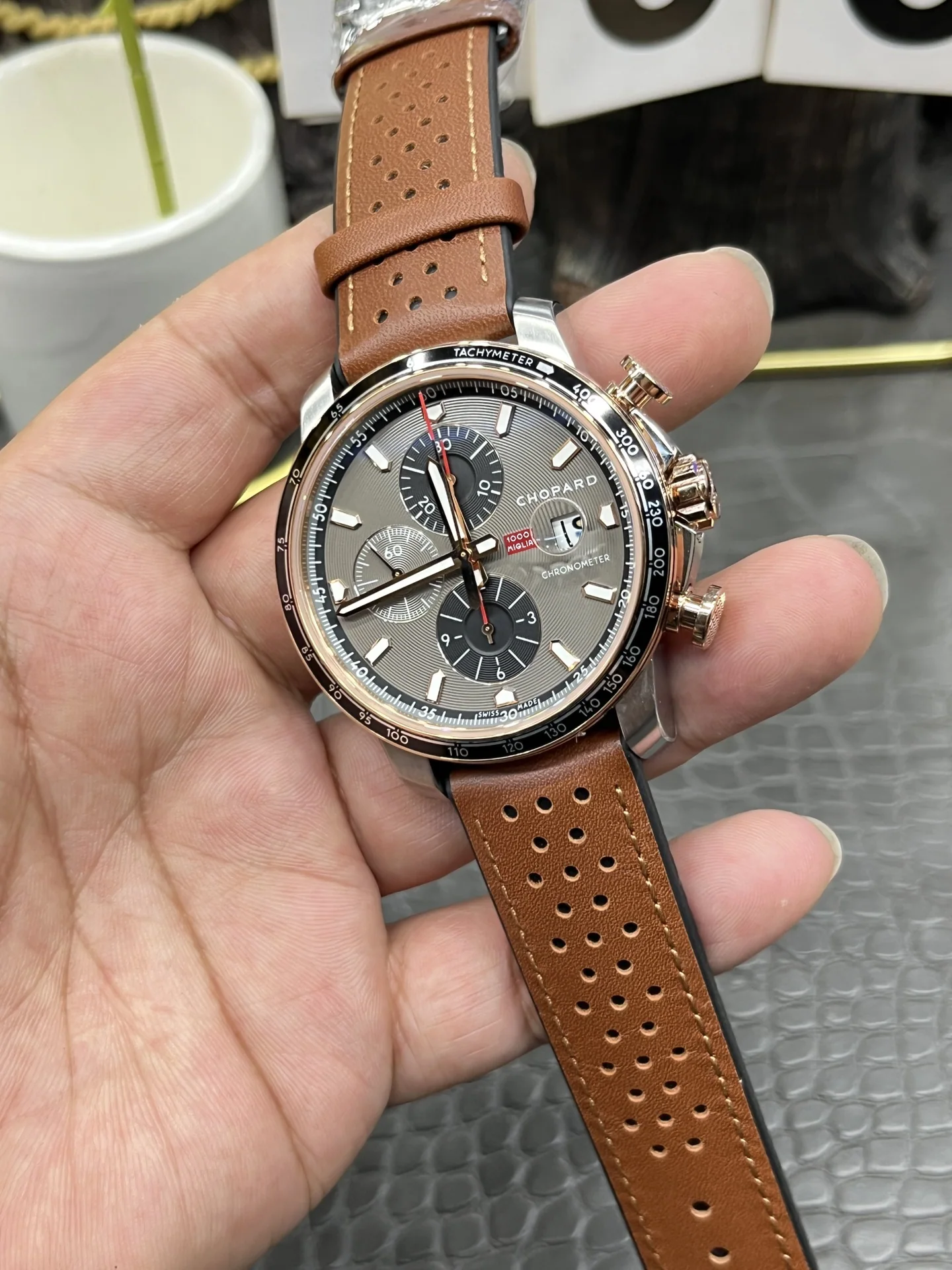 쇼파드 밀레밀리아 레이싱 공장 7750 크로노그래프 남성 시계 레플리카 45078 Chopard 상세 이미지 5
