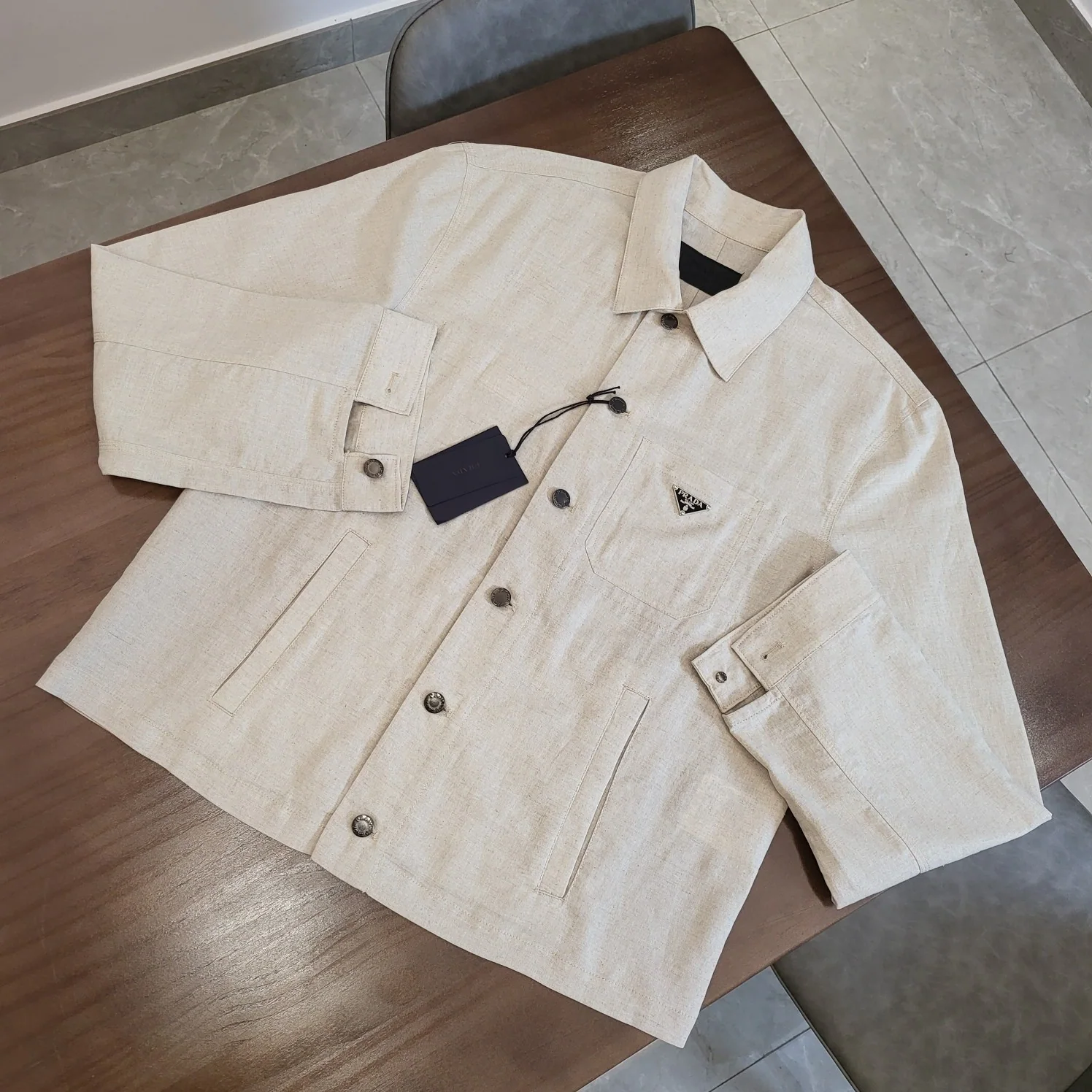 프라다 샴브레이 셔츠 자켓 24SS