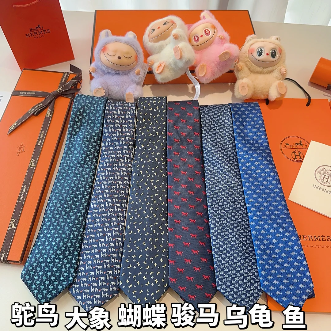 에르메스 동물 모티브 실크 넥타이 상세 이미지 1