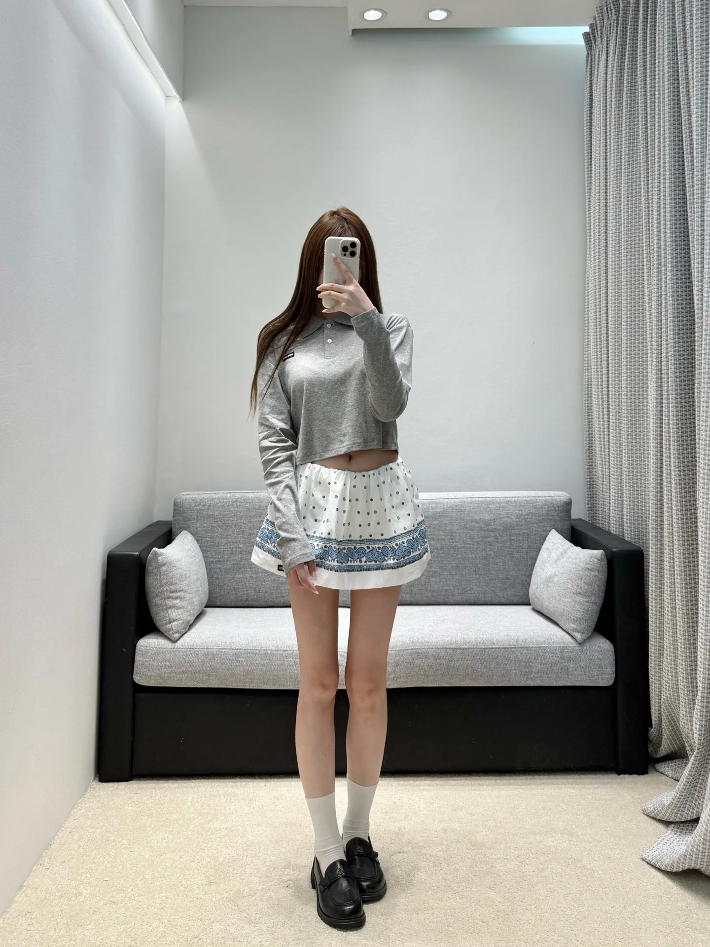 미우미우 크롭 반팔 릴렉스 폴로 탑 상세 이미지 4