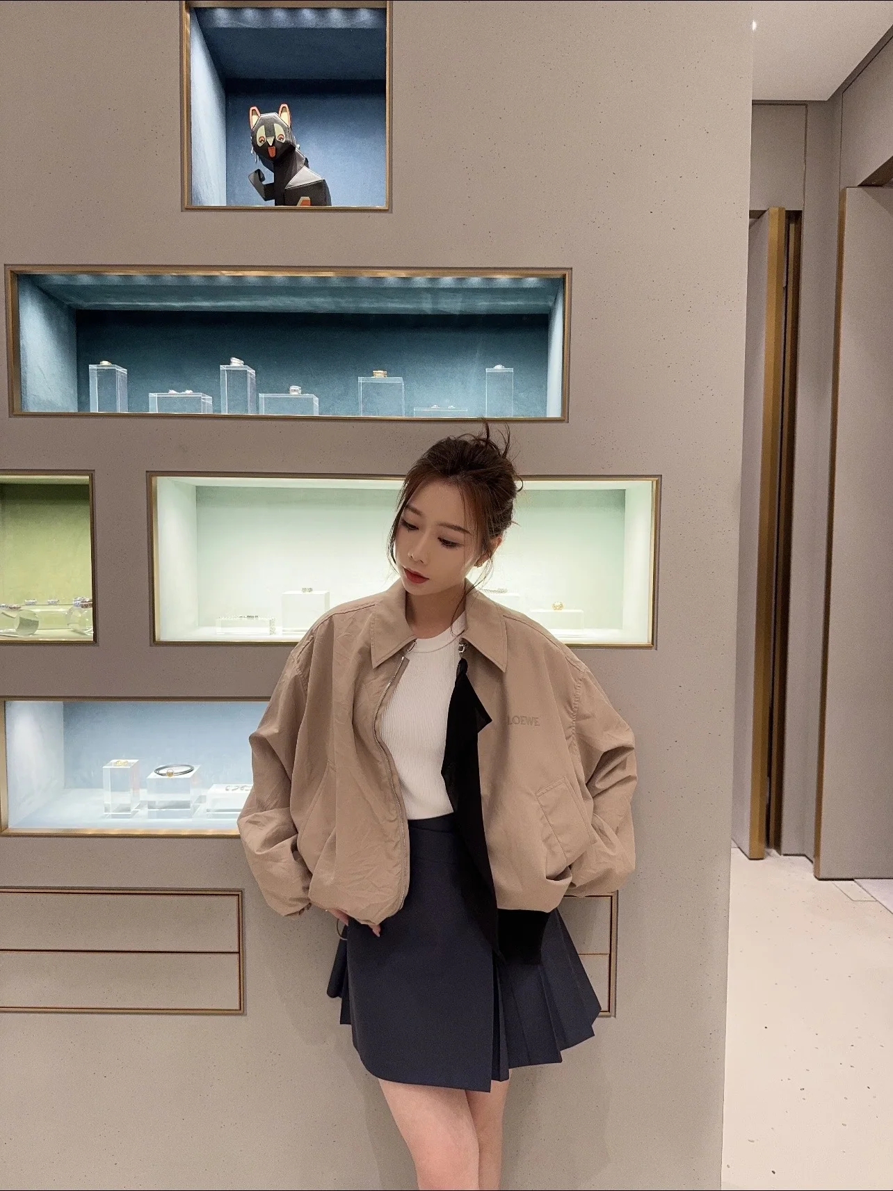 로에베 패치워크 카키 여성 자켓 상세 이미지 8