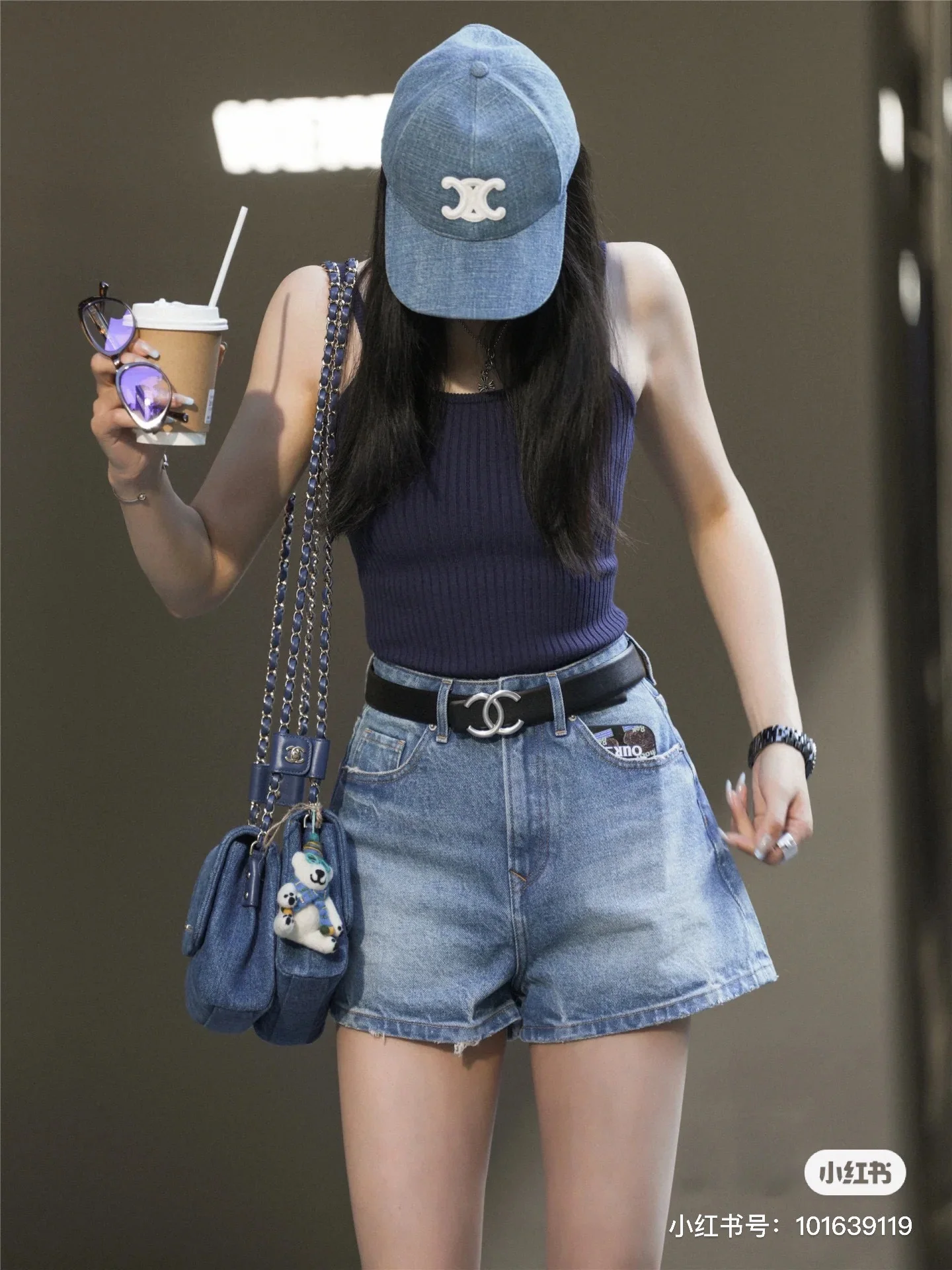 셀린느 개선문 자수 로고 데님 캡 상세 이미지 1