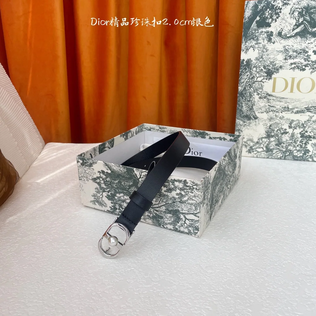 디올 진주 버클 가죽 벨트 상세 이미지 1