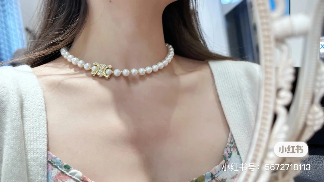 셀린느 개선문 다이아몬드 진주 목걸이 상세 이미지 2