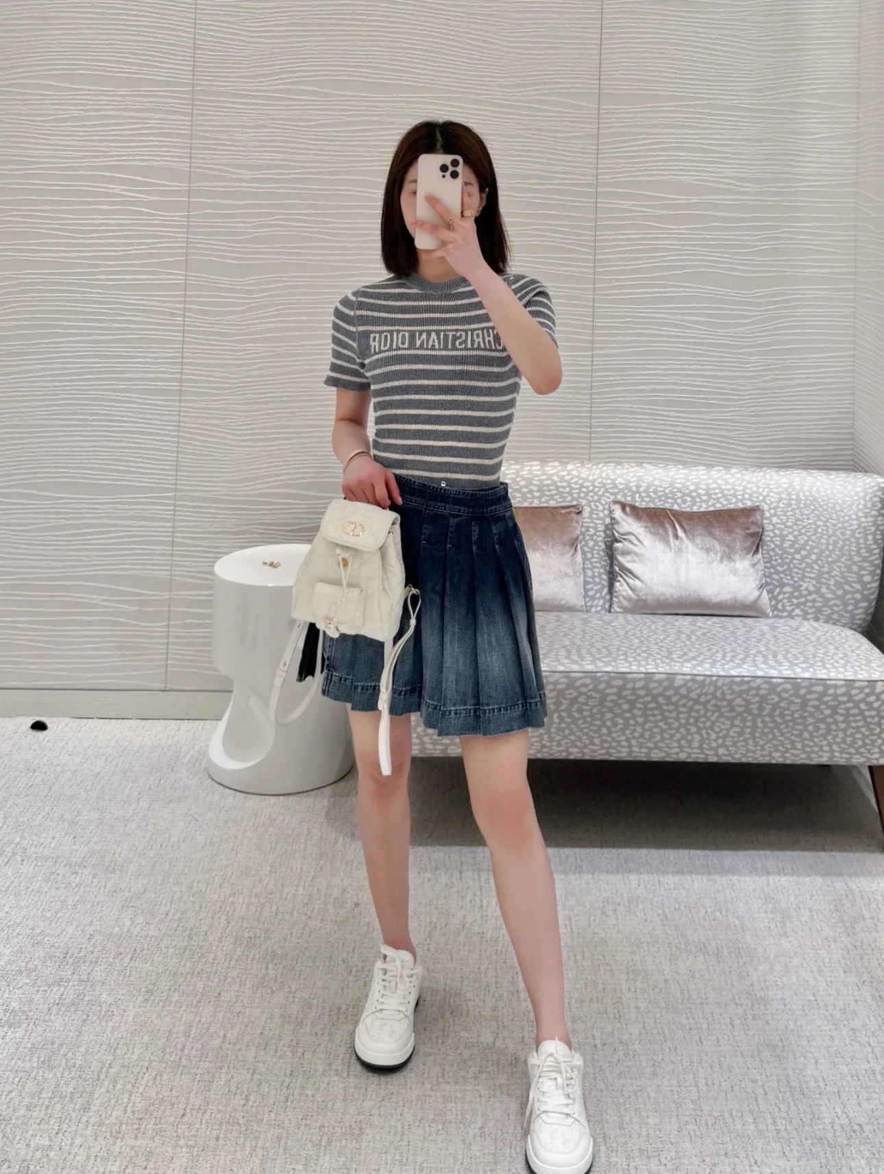 디올 스트라이프 레터 코튼 린넨 반팔 셔츠 상세 이미지 5