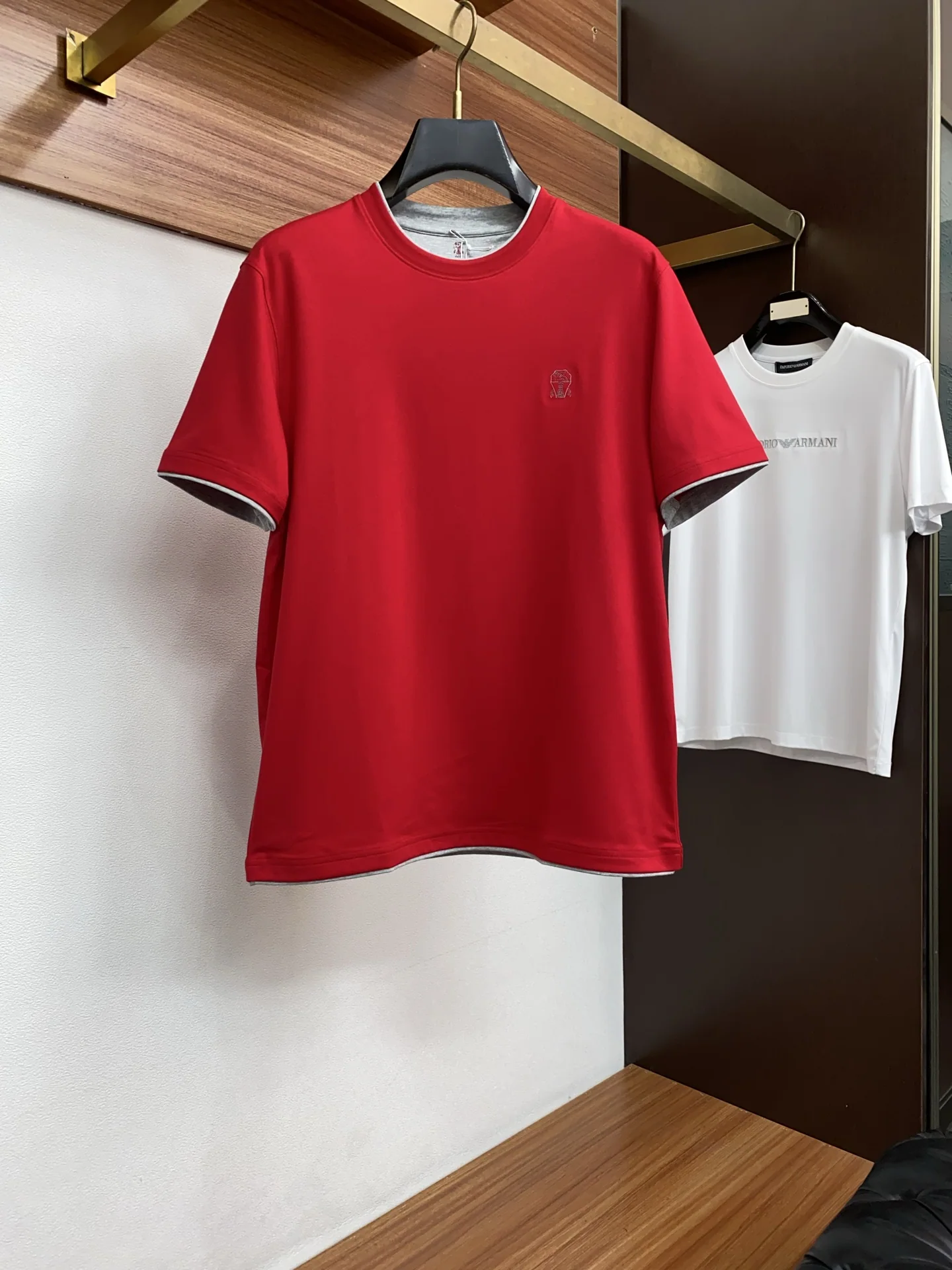 브루넬로쿠치넬리 면 크루넥 반팔 티셔츠 M-3 XL 상세 이미지 1