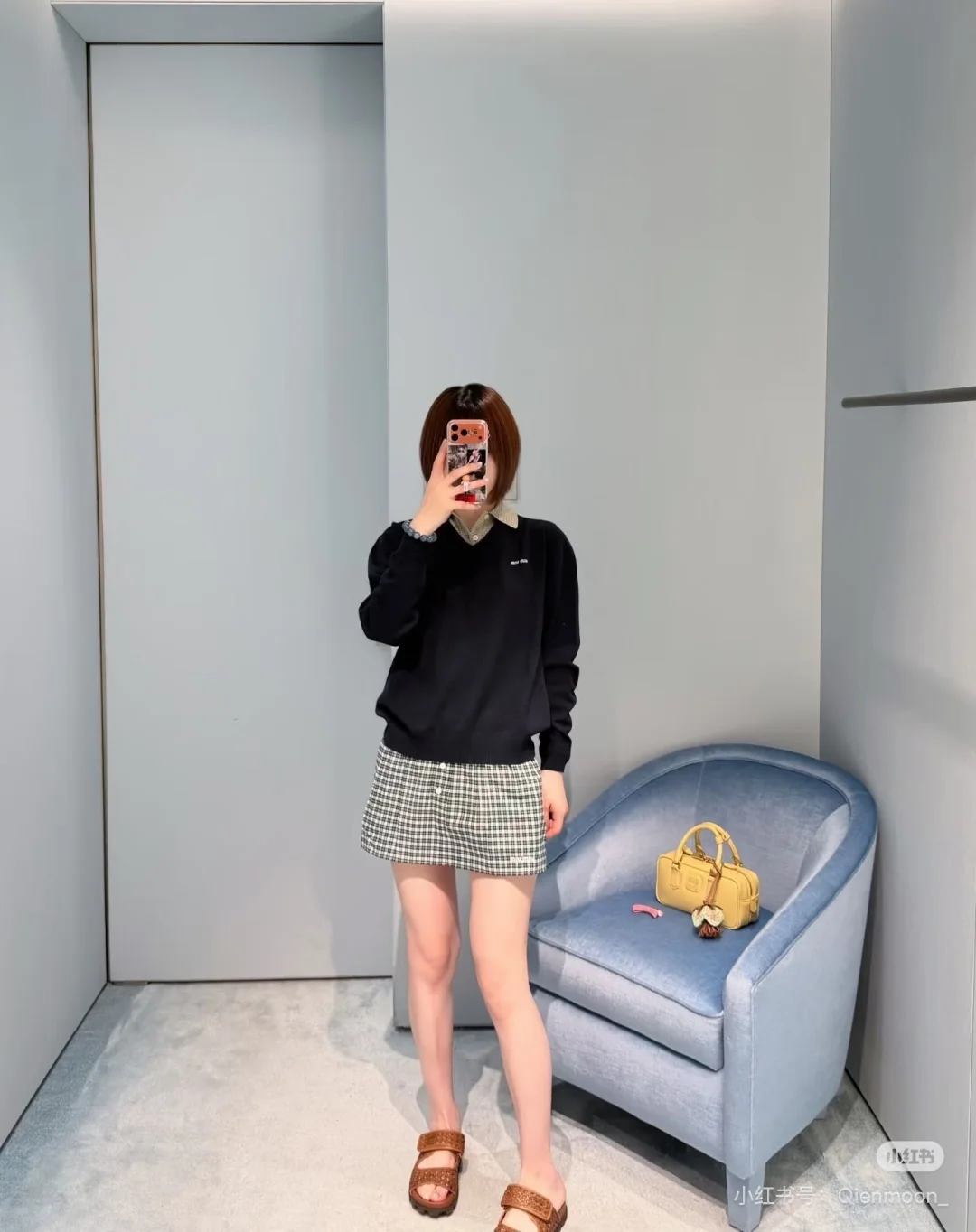 미우미우 페이크 투피스 카라 니트 탑 상세 이미지 3