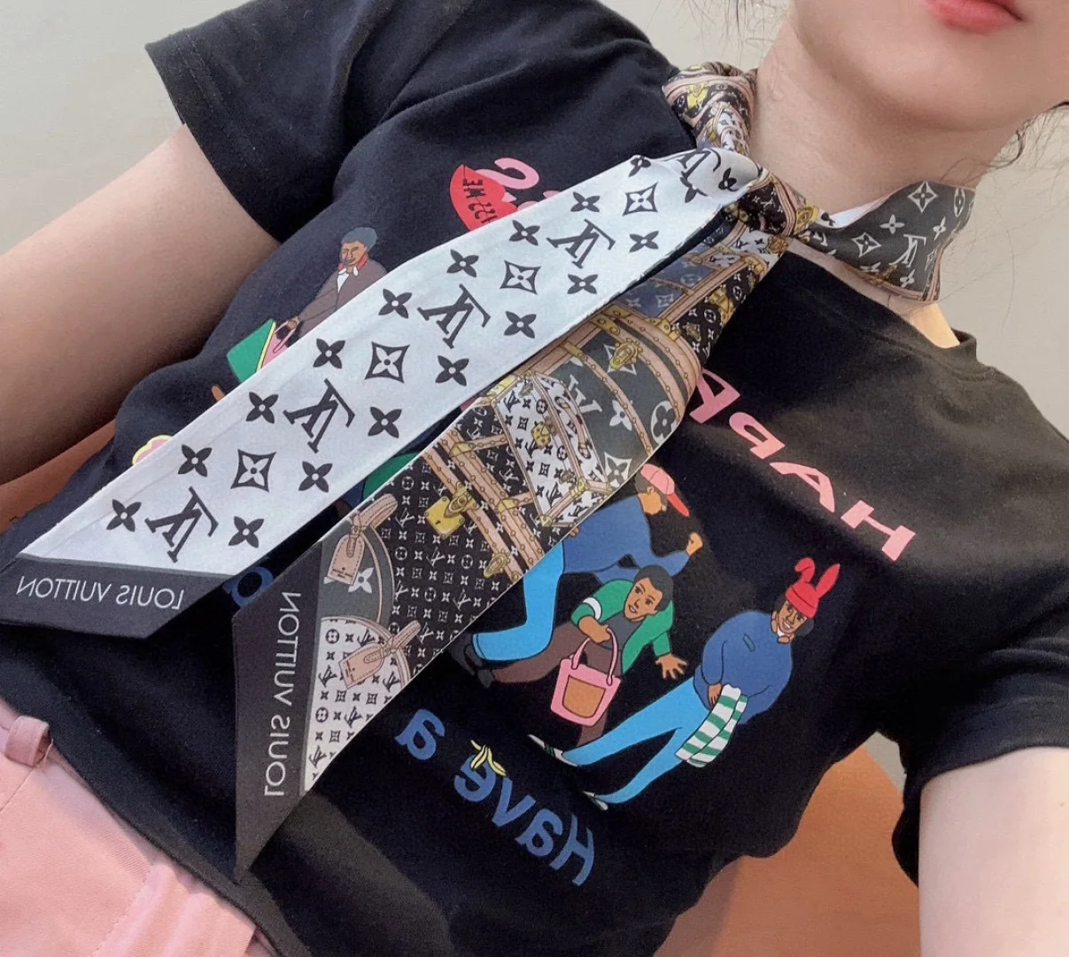 루이비통 더블 레이어 실크 스카프 146399