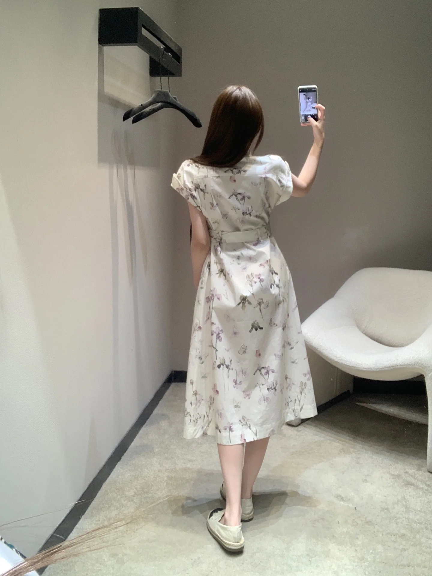디올 아이리스 나비 프린트 반소매 미디 셔츠 원피스 26 SS 상세 이미지 6