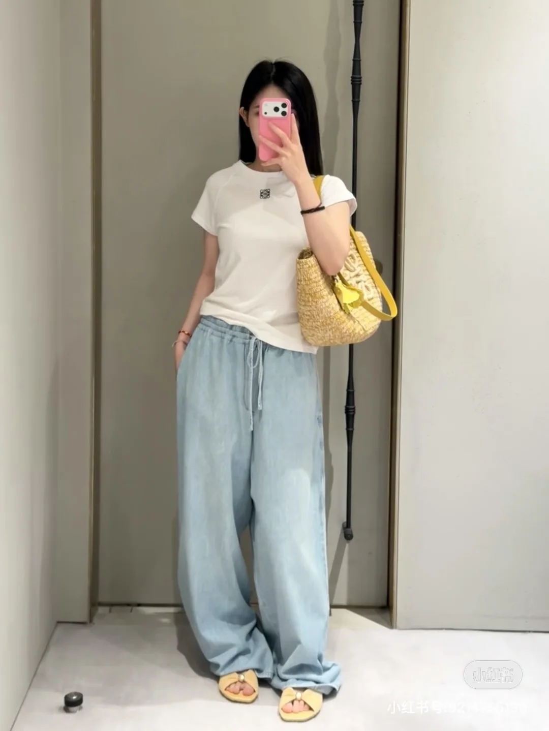 로에베 와이드 레그 코튼 여성 바지 상세 이미지 3