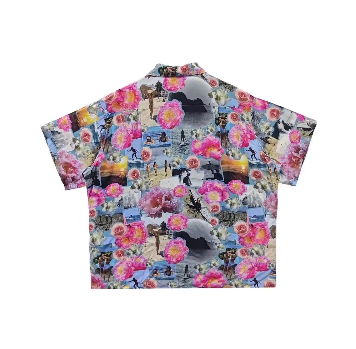 크롬하츠 하와이안 플로랄 포트레이트 실버 버튼 반팔 셔츠 상세 이미지 7