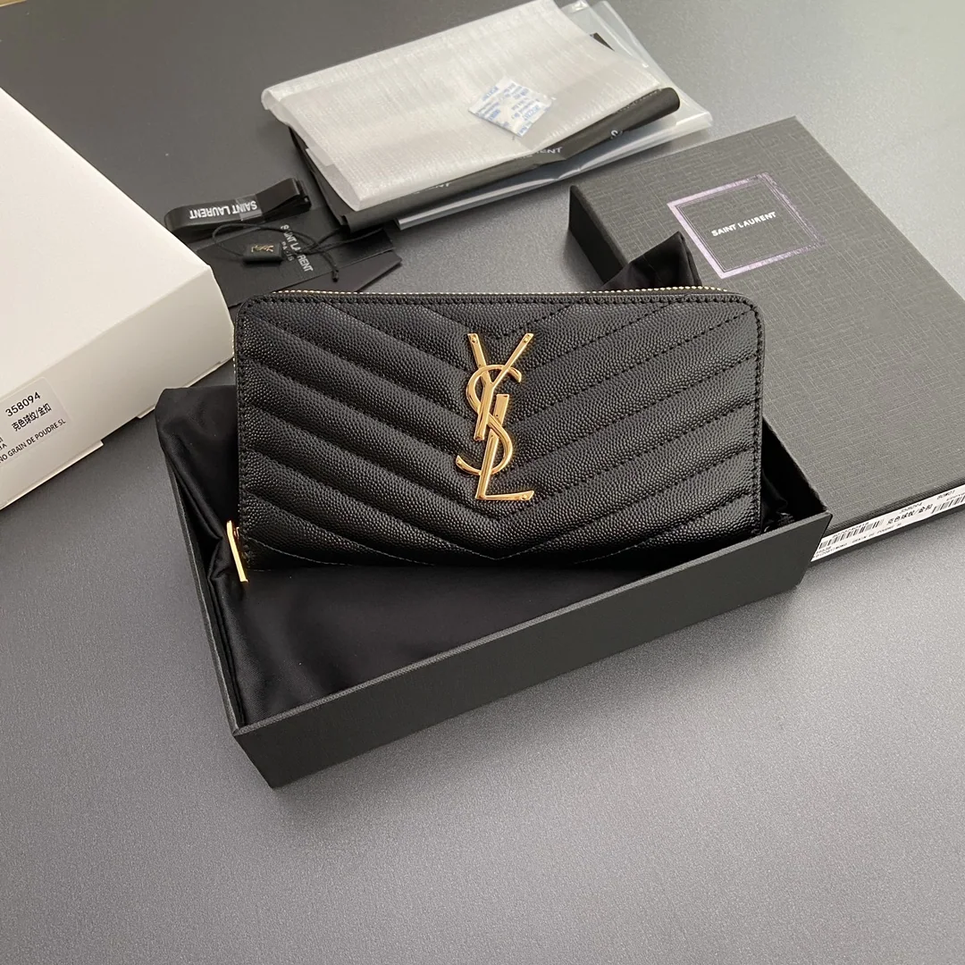 생로랑 YSL 로고 자카드 엠보싱 지퍼 지갑 상세 이미지 1