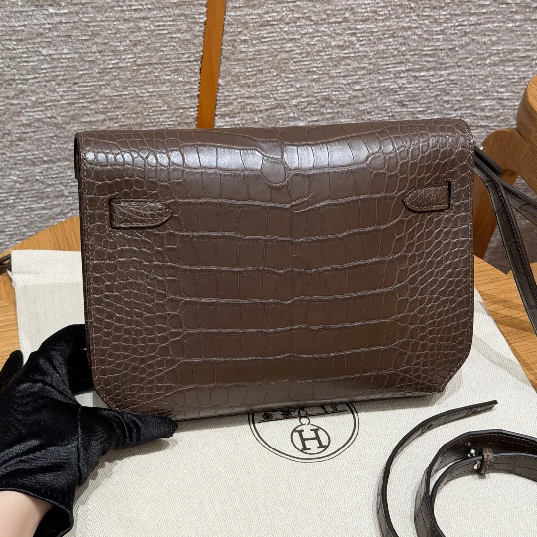 에르메스 켈리 매트 악어가죽 클러치백 25 CM 상세 이미지 3