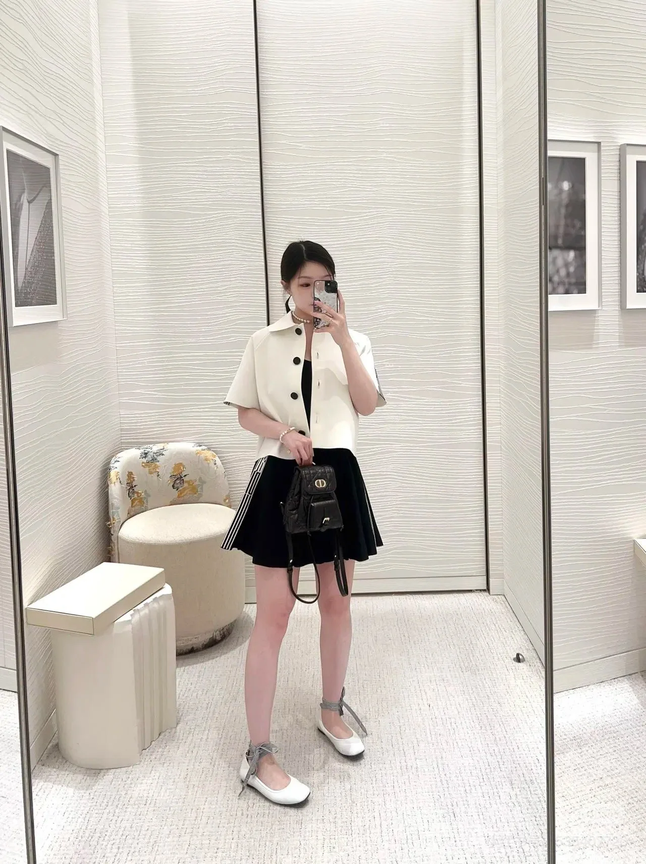 디올 반팔 검정 흰색 로고 웨빙 자켓 상세 이미지 4