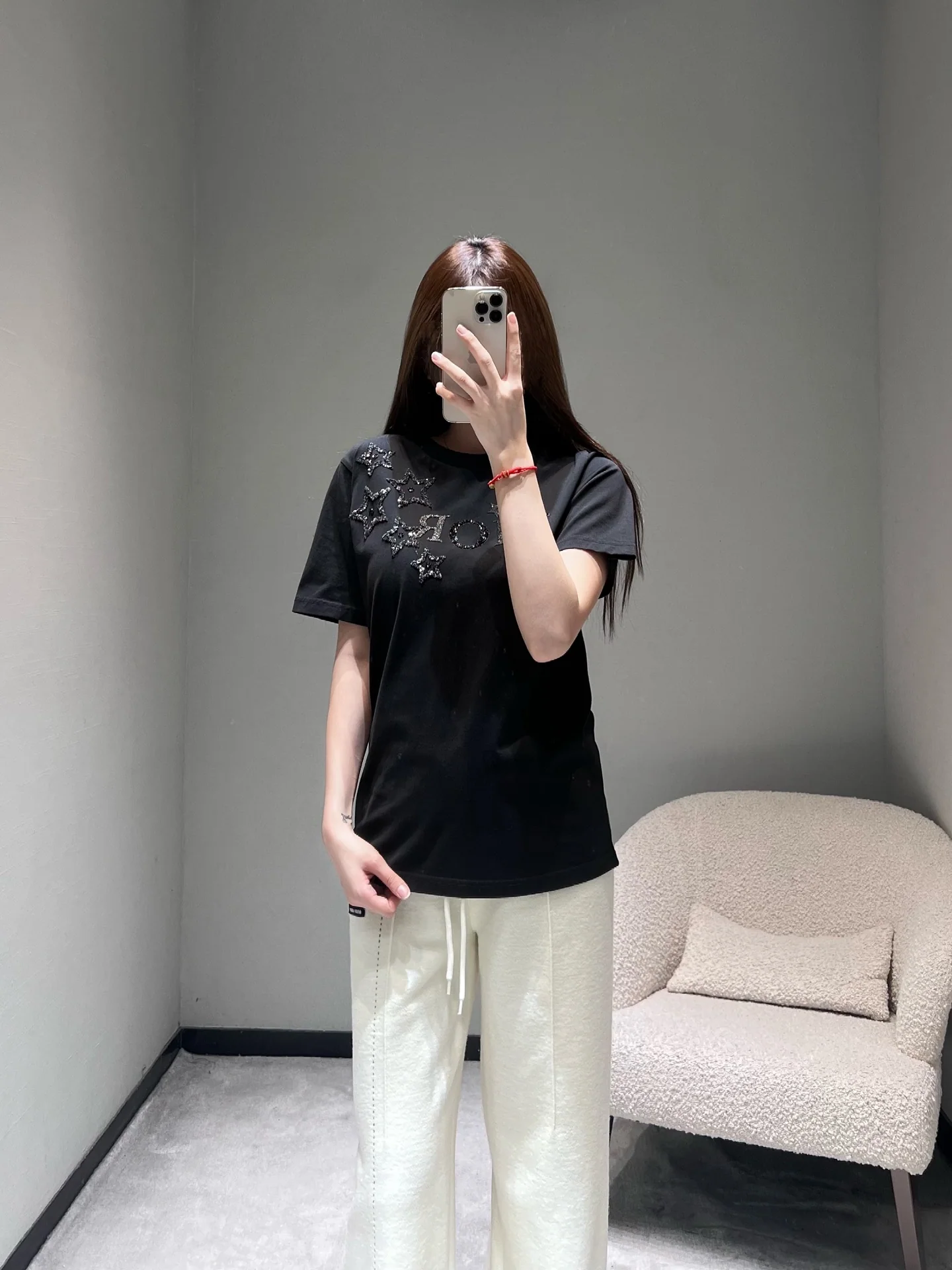 디올 CD 스타 장식 별 반팔 티셔츠 2026 SS 상세 이미지 1