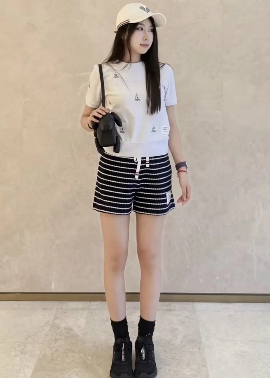 톰브라운 여성 코튼 스트라이프 반바지 상세 이미지 8