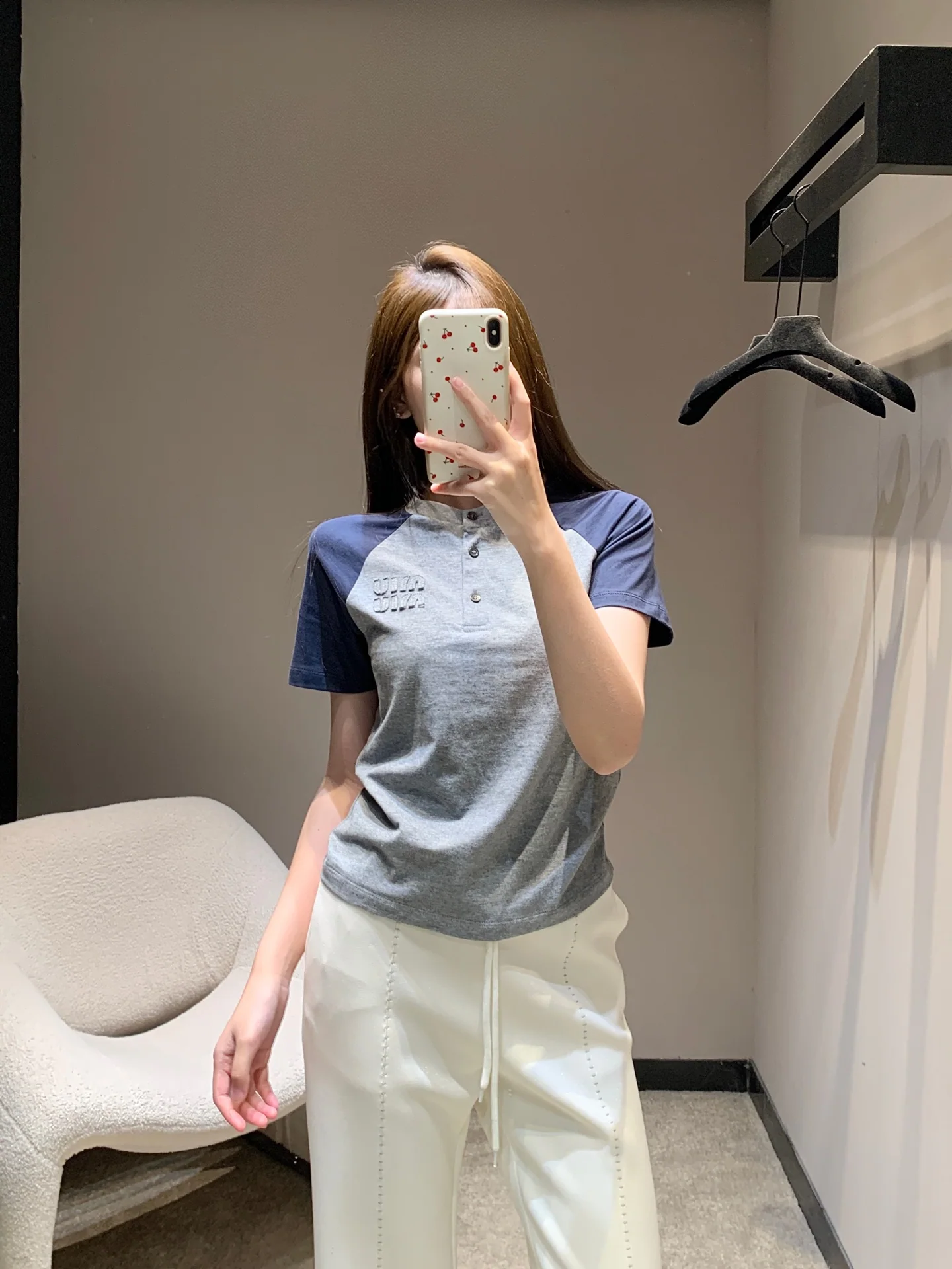 미우미우 컬러블록 크루넥 반팔 티셔츠 26 SS 상세 이미지 7