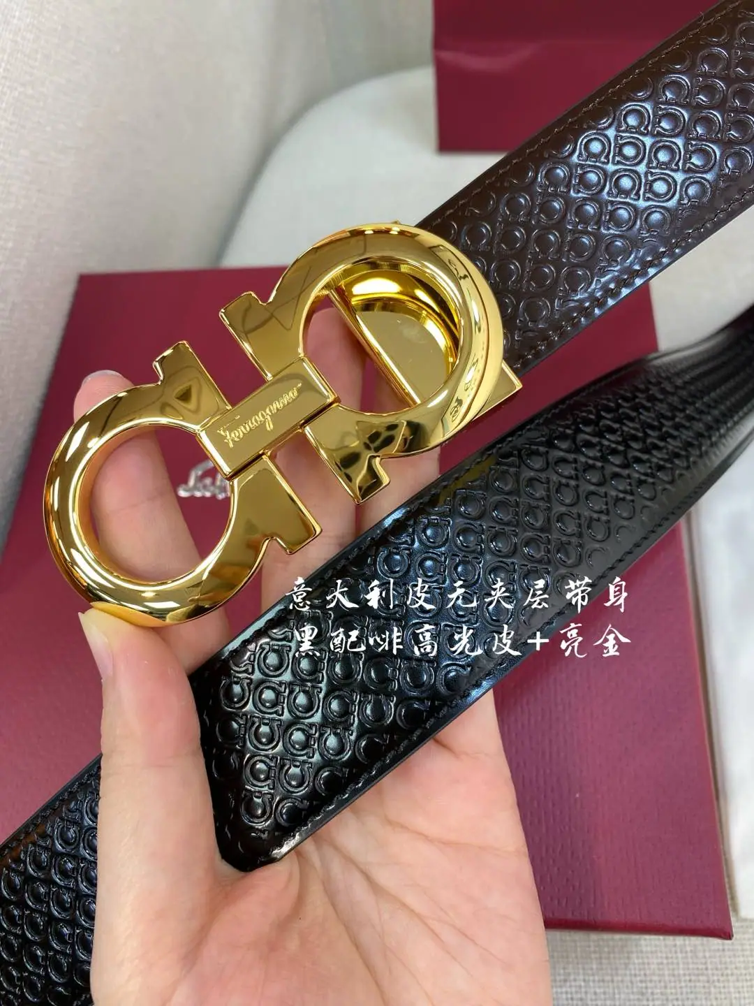 페레가모 천연 가죽 벨트 3.5 CM202500320 상세 이미지 2
