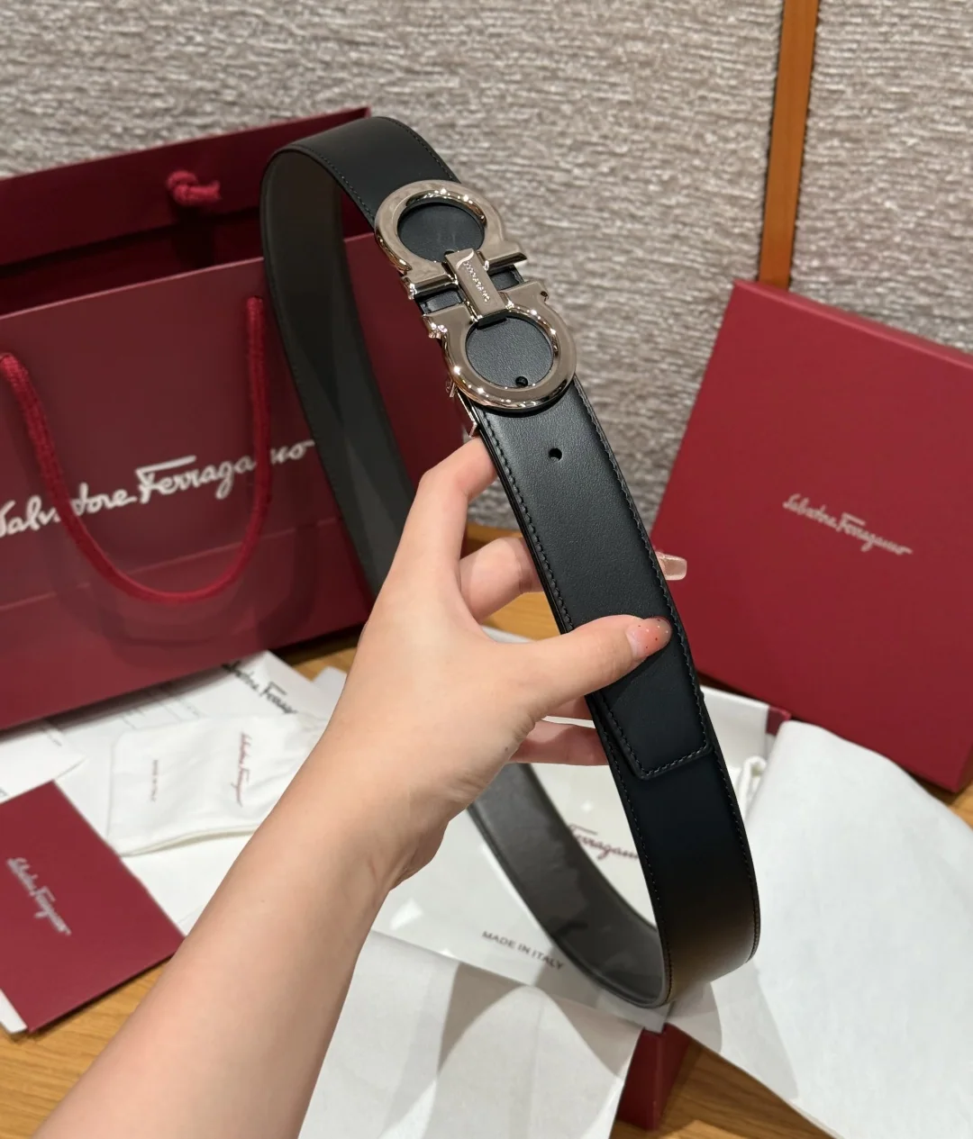 페레가모 간치니 양면 가죽 벨트 상세 이미지 4