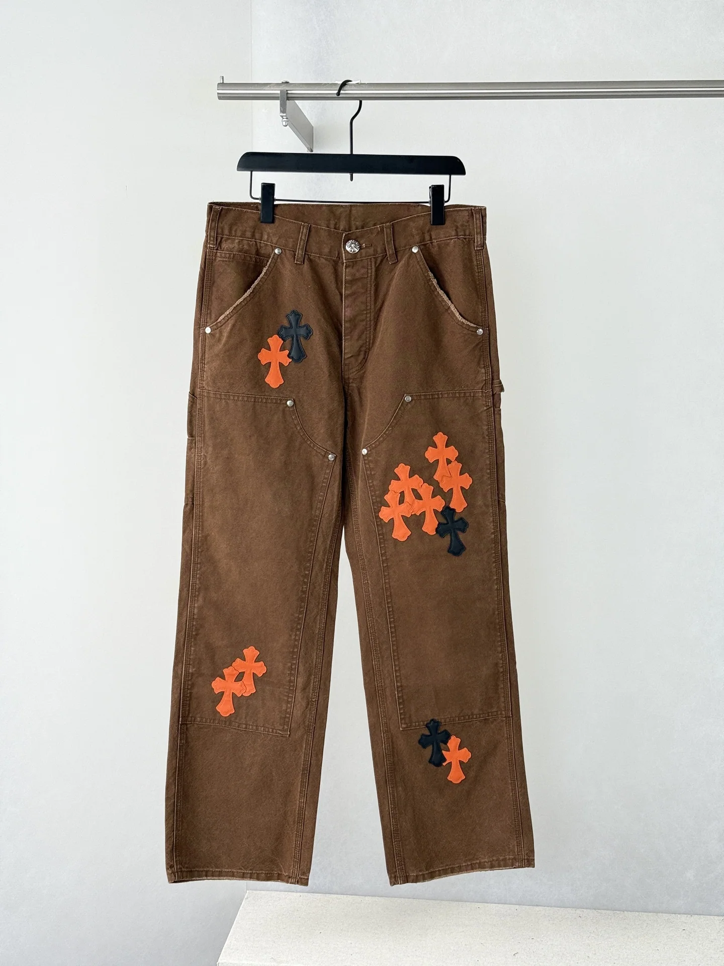 크롬하츠 가죽 십자패널 카펜터 바지 159419