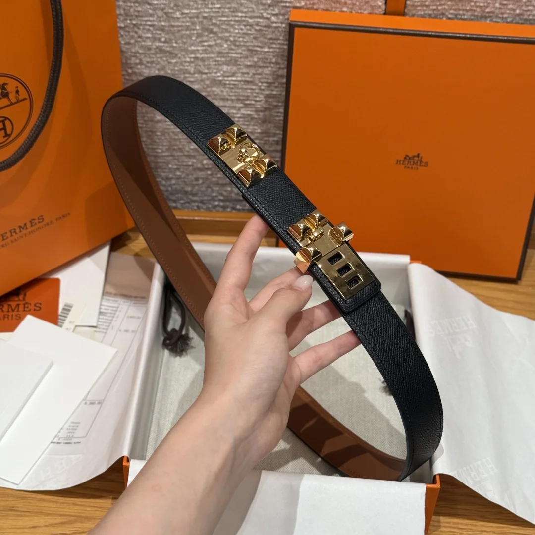 에르메스 코리에르 드 시안 엡솜 카프스킨 벨트 상세 이미지 3