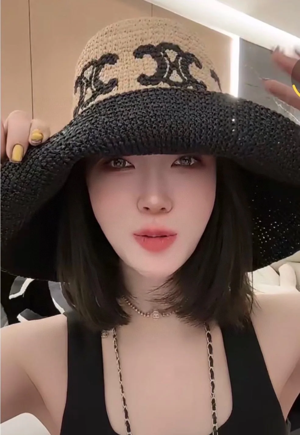 셀린느 라피아 컬러블록 버킷햇 상세 이미지 2