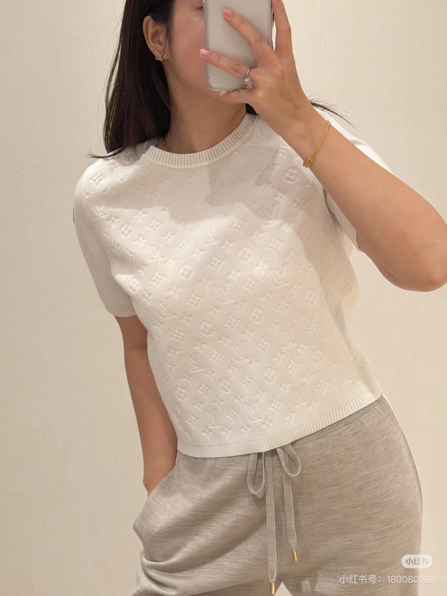 루이비통 LV 모노그램 자카드 여성 반팔 티셔츠 상세 이미지 3