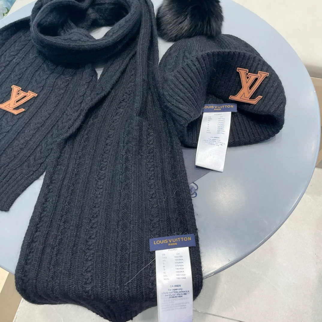 루이비통 폭스 퍼 울 모자 세트 상세 이미지 7