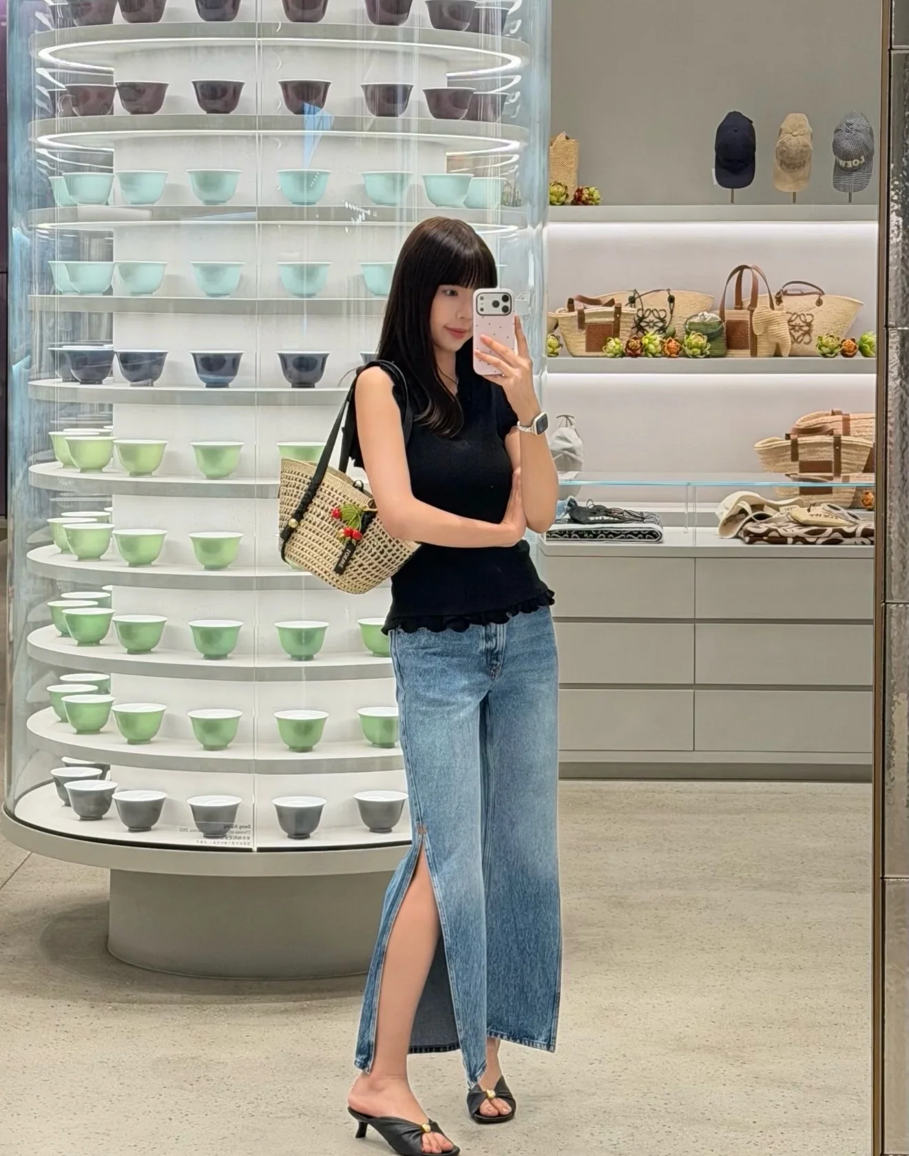 로에베 사이드 슬릿 면 여성 바지 상세 이미지 7