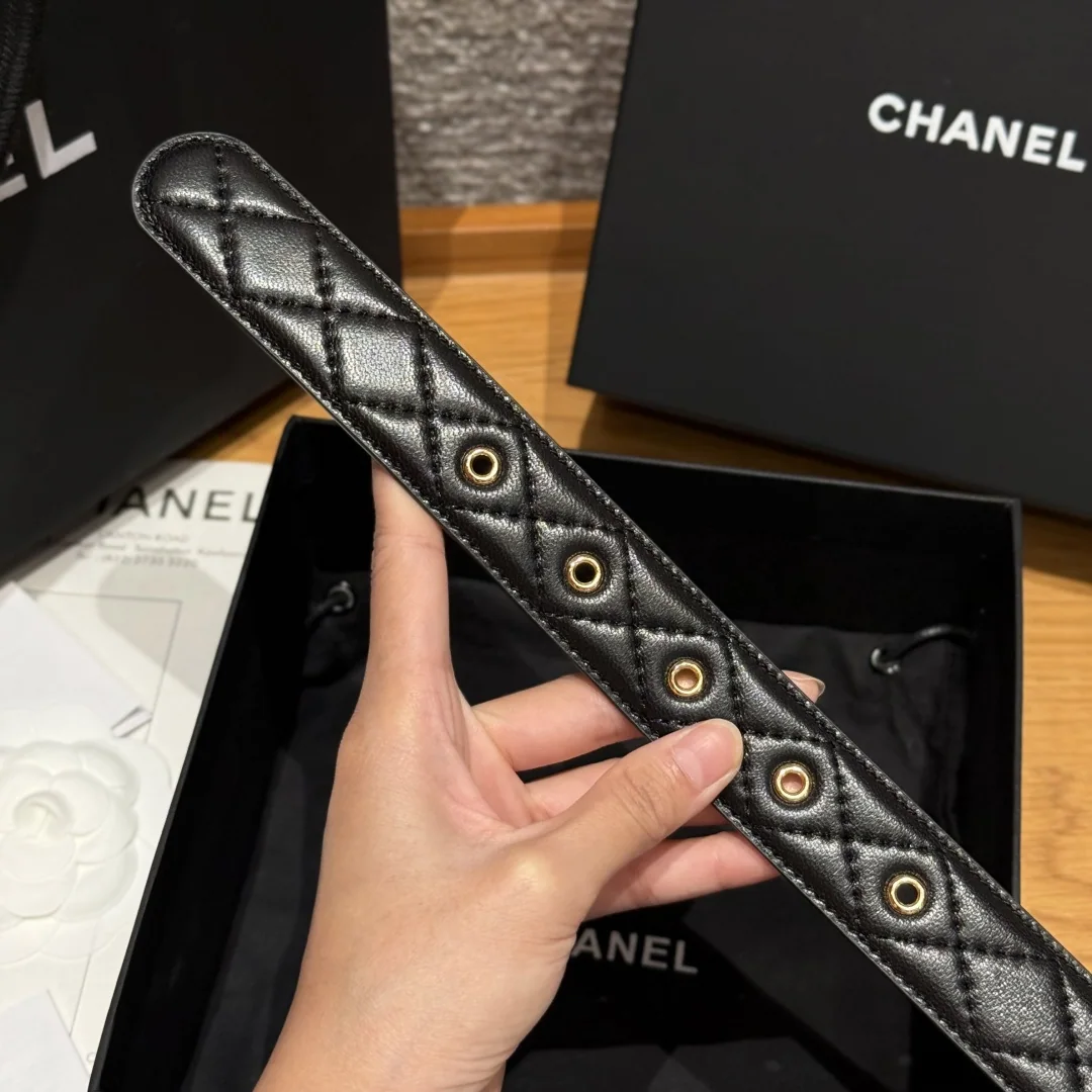 샤넬 다이아몬드 패턴 램스킨 더블 C 벨트 상세 이미지 7