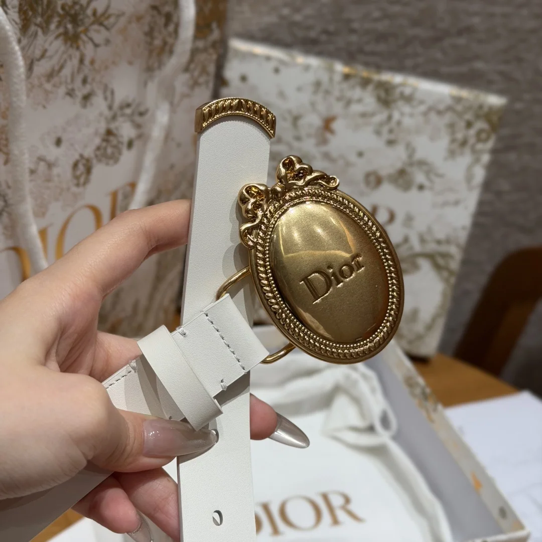 디올 메달리용 스무스 카프스킨 벨트 상세 이미지 2