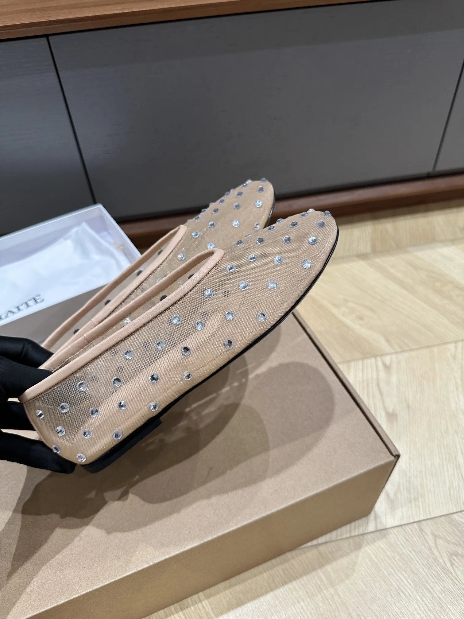 케이트 메시 라인스톤 플랫슈즈 상세 이미지 4