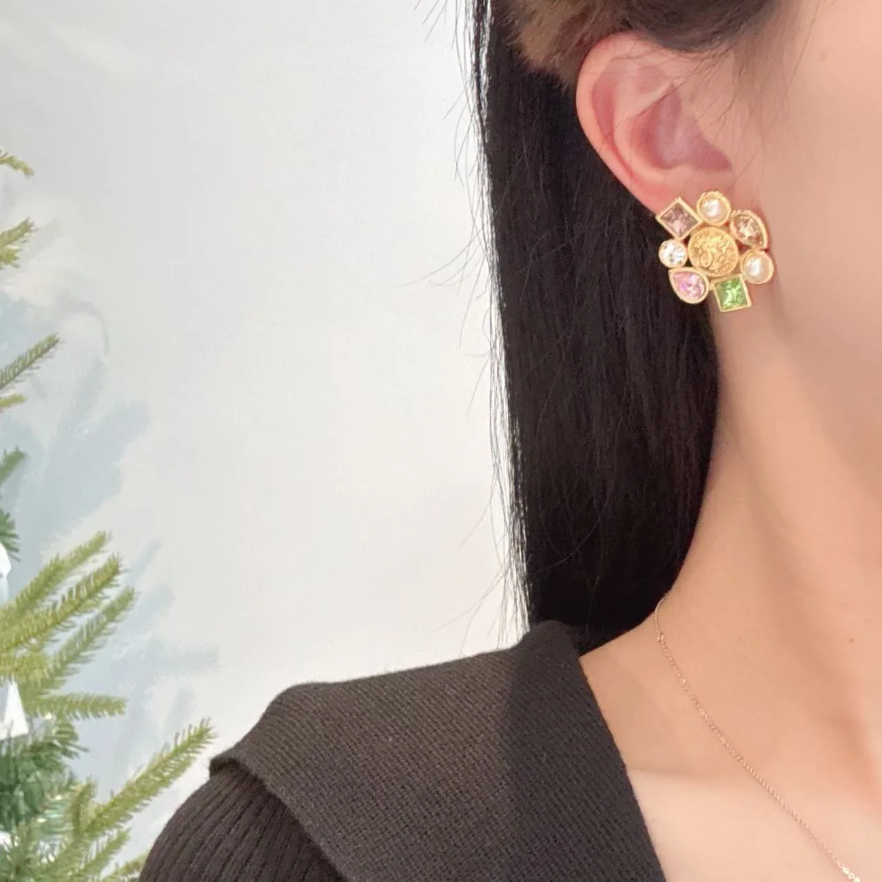 샤넬 골드 더블 C 로고 귀걸이 153525