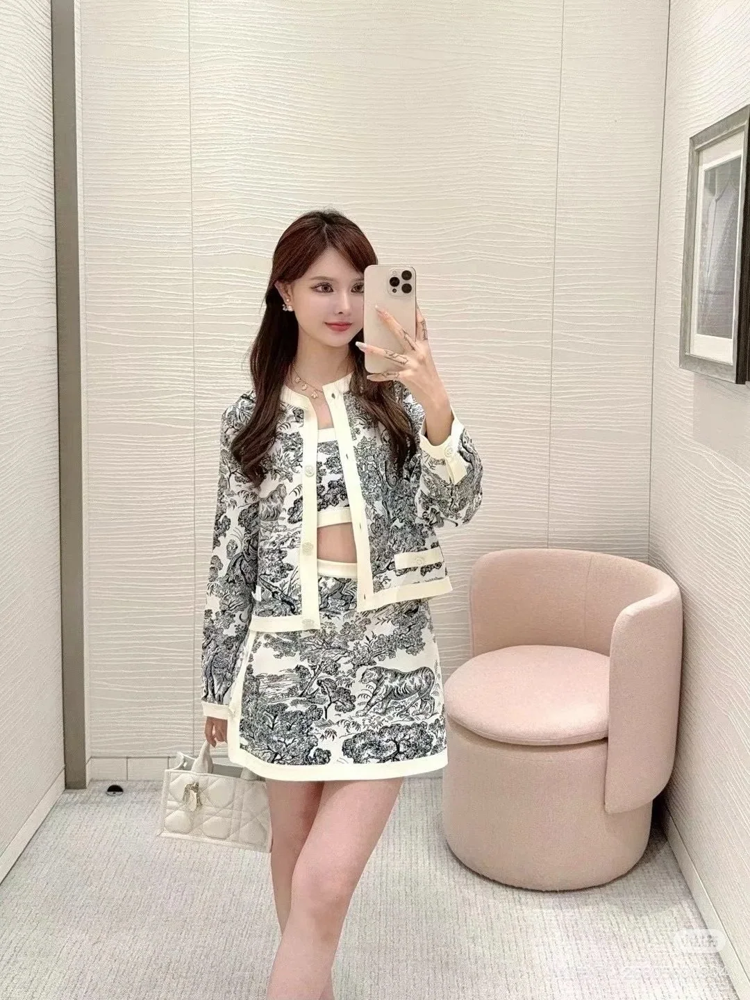 디올 토일레트리 패턴 여성 반팔 탑 상세 이미지 9