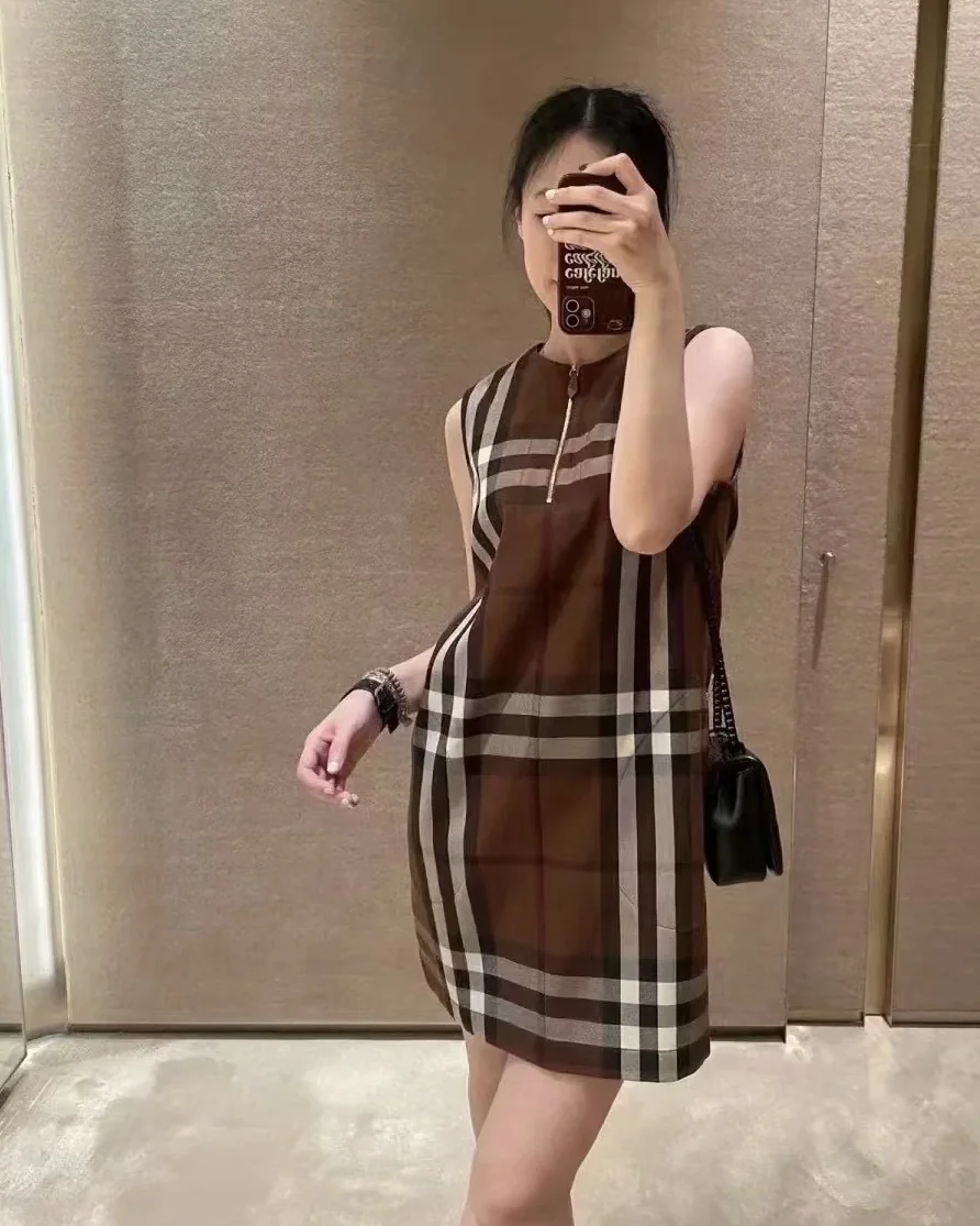 버버리 빈티지 체크 코튼 노슬리브 원피스 상세 이미지 5