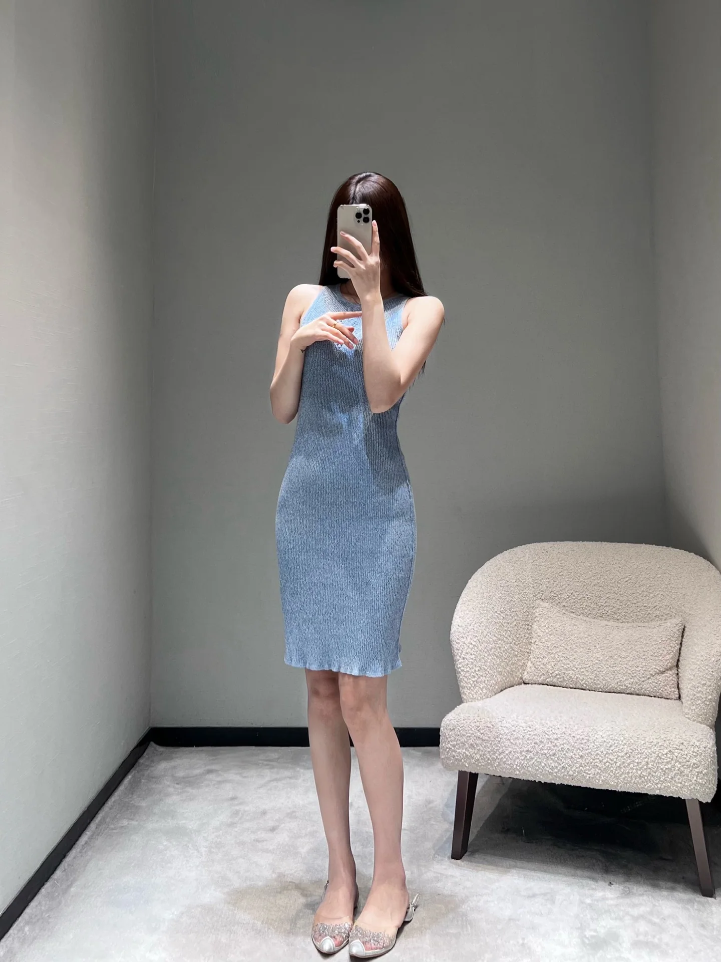 샤넬 데님 블루 슬리브리스 원피스 2026 SS 상세 이미지 6
