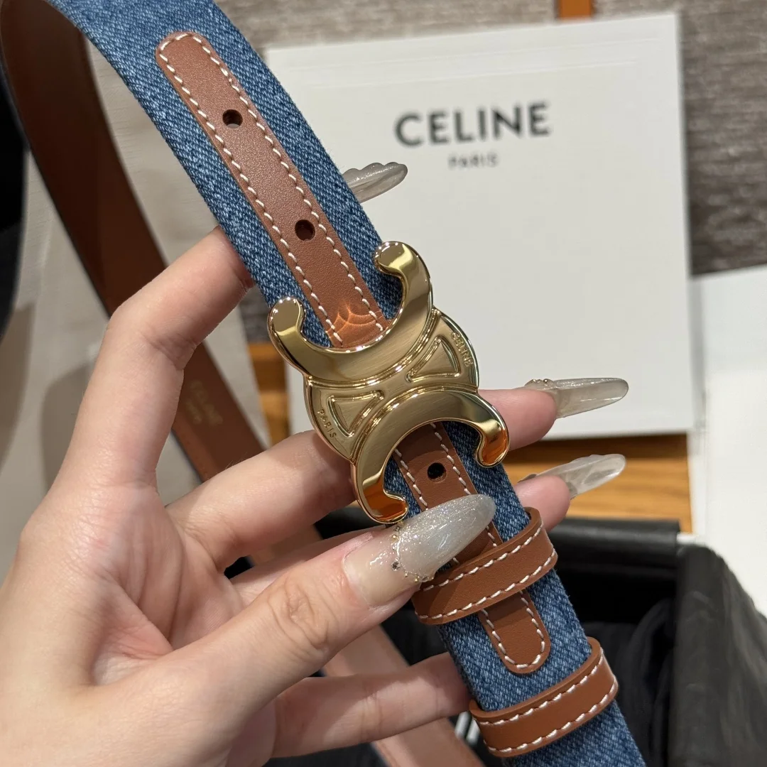 셀린느 개선문 데님 소가죽 골드 버클 벨트 상세 이미지 5