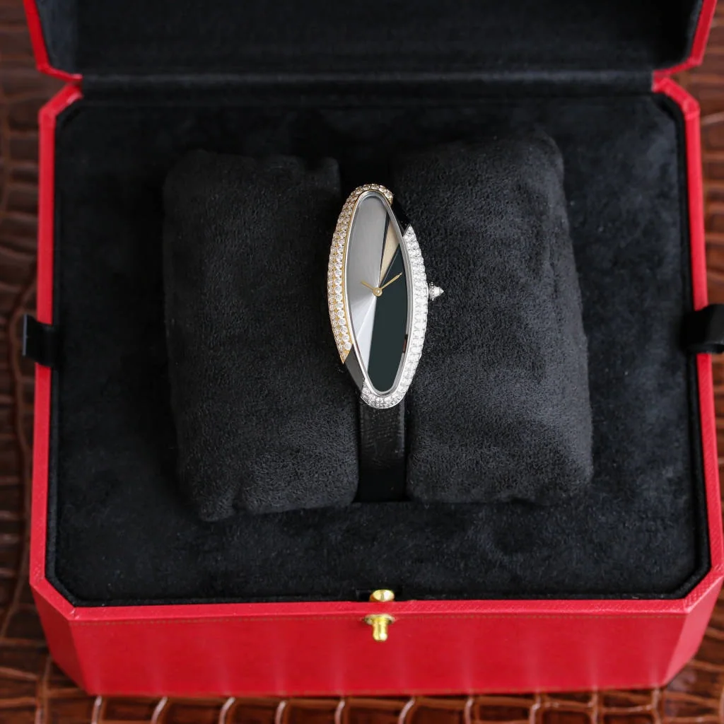 까르띠에 바뇨아르 사파이어 글라스 블루 블랙 스틸밴드 미디움 레플리카 42845 Cartier 상세 이미지 2