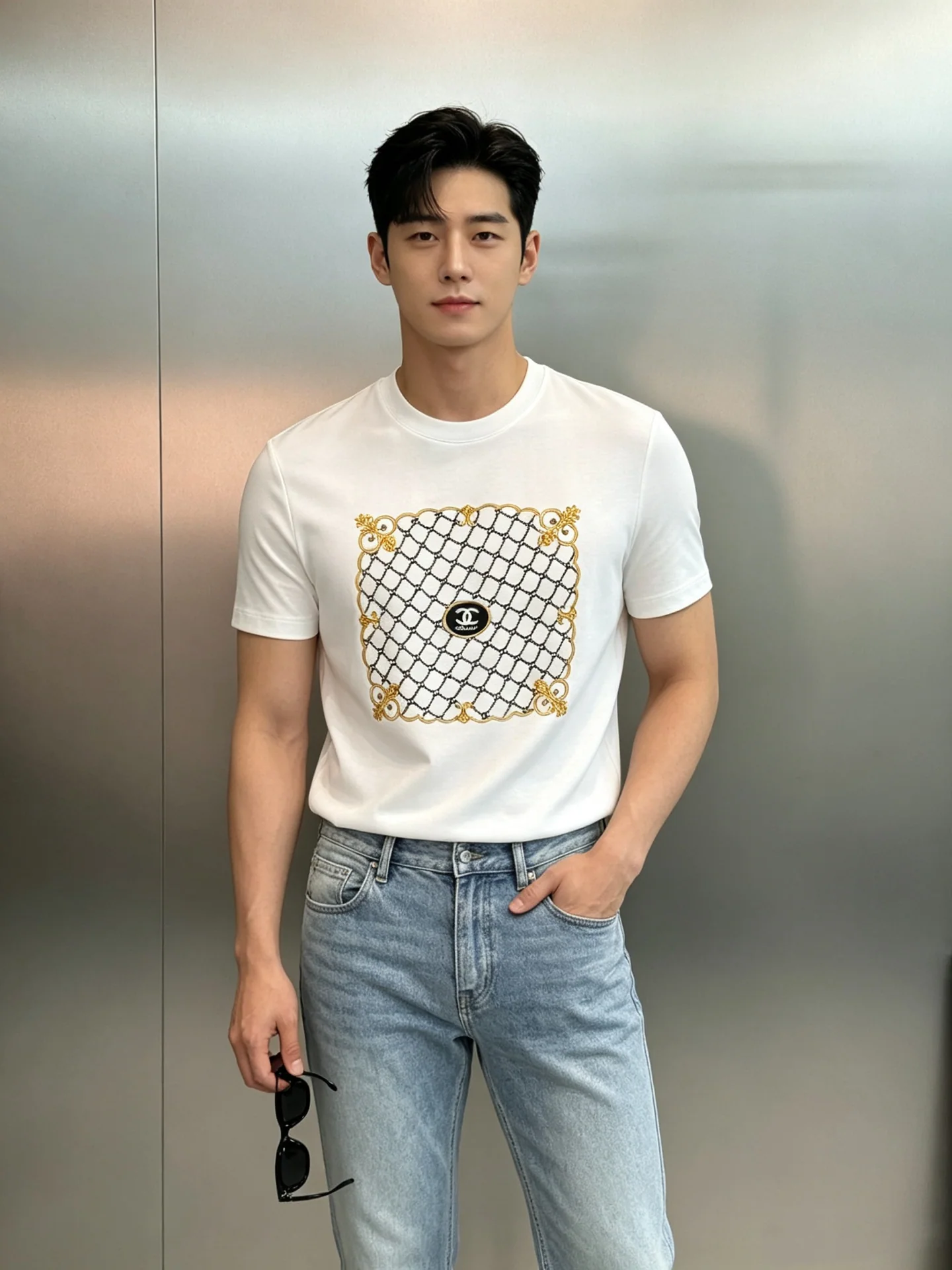 샤넬 남성 코튼 반팔 티셔츠 143265
