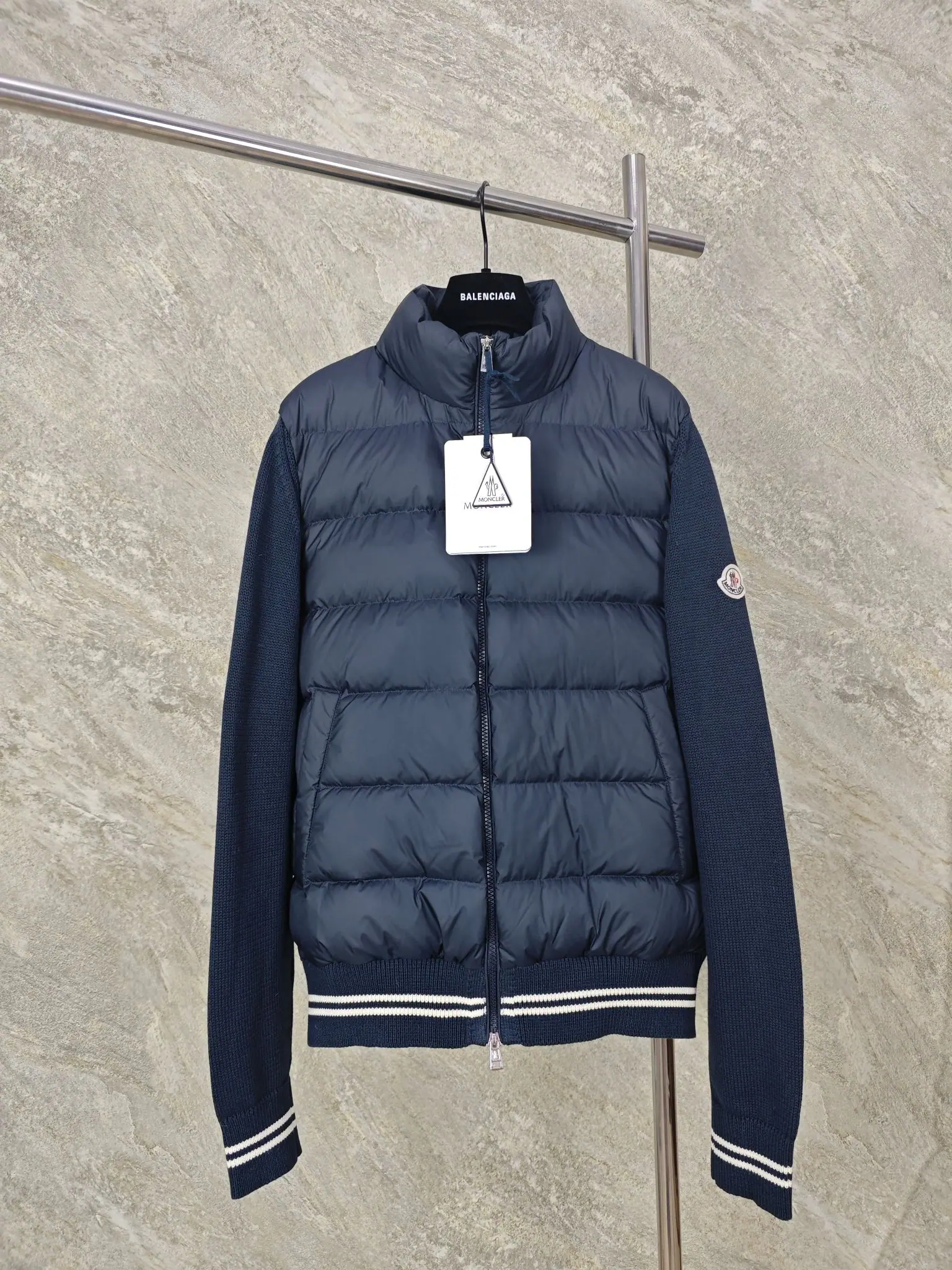 몽클레어 패딩 코튼 가디건 네이비 블루 - 25FW 158193